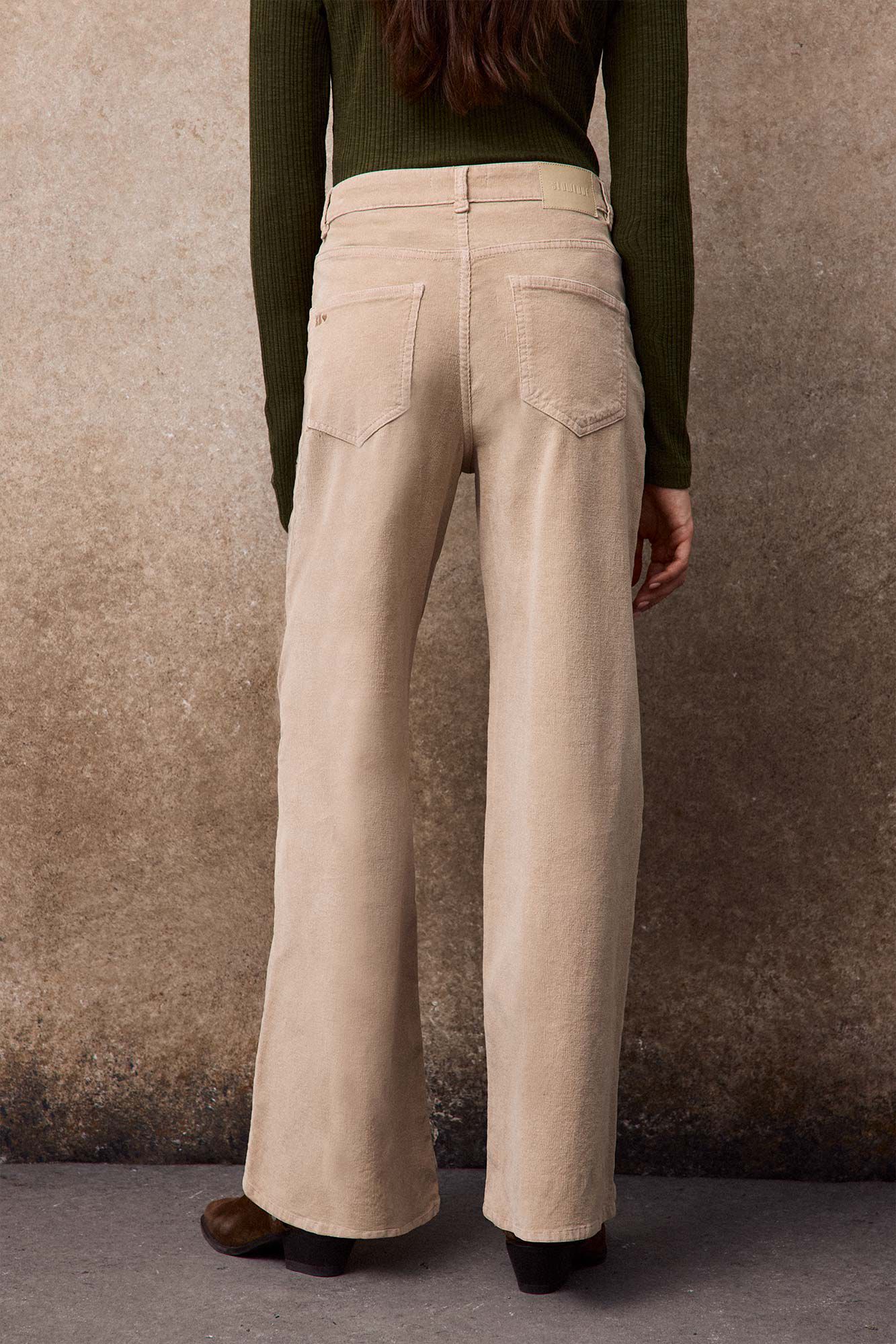 Slowlove Cal&ccedil;a de bombazina com pin&ccedil;as Ecru