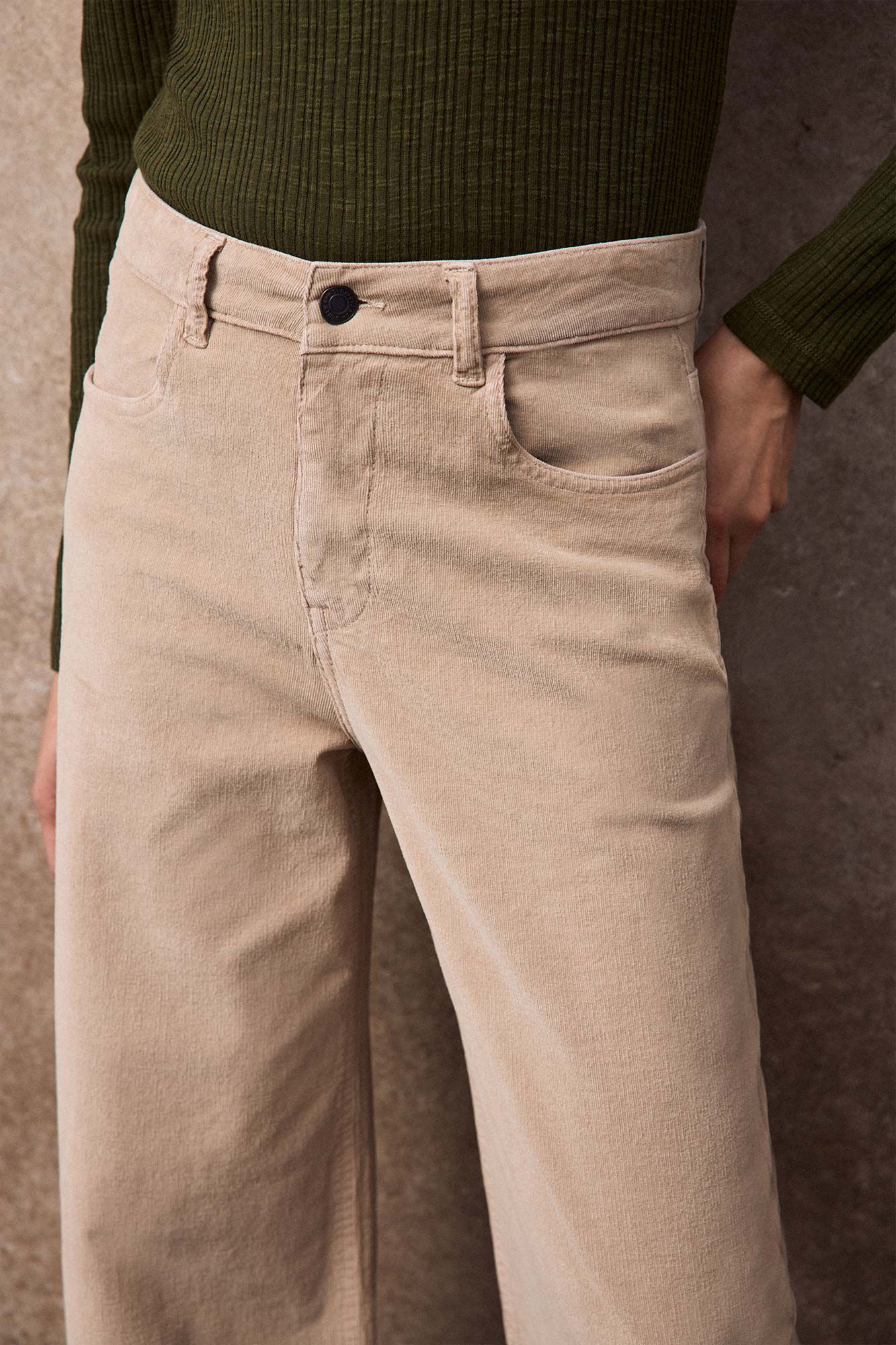 Slowlove Cal&ccedil;a de bombazina com pin&ccedil;as Ecru