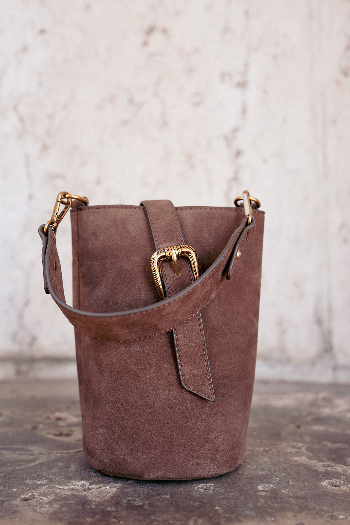 Slowlove Bolso piel saco Marr&oacute;n oscuro