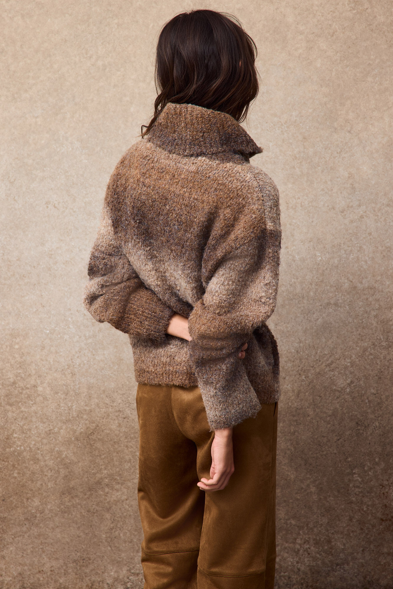 Slowlove Multicoloured boucl&eacute; jumper Dark brown