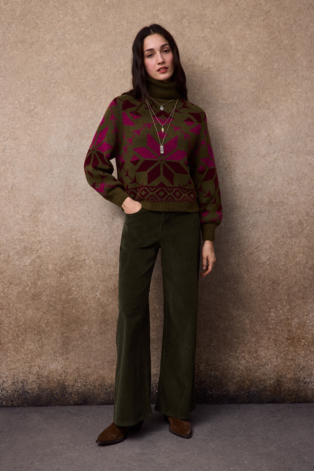Slowlove Jersey jacquard geom&eacute;trico Verde