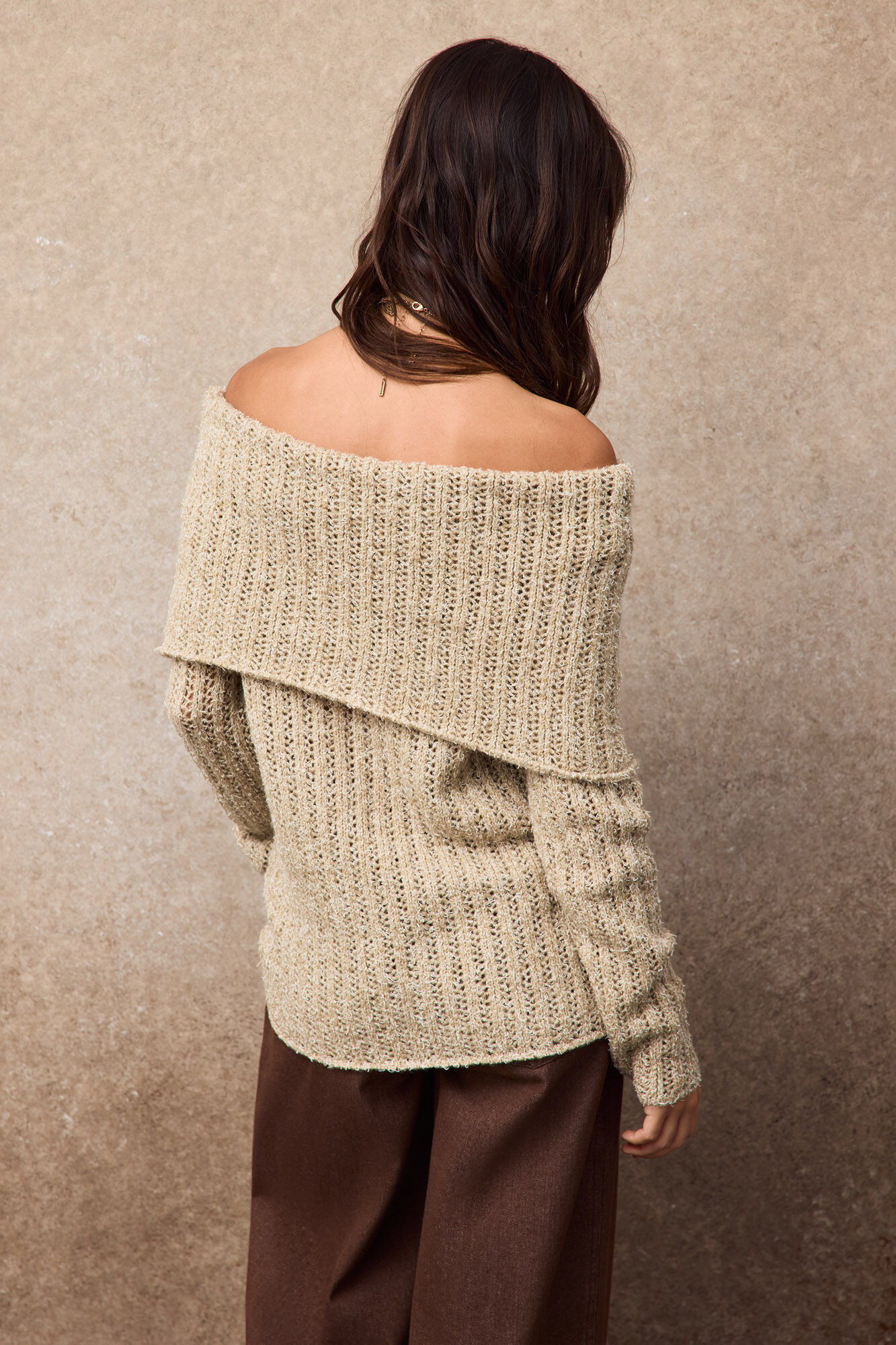 Slowlove Off-the-shoulder jumper Ivory