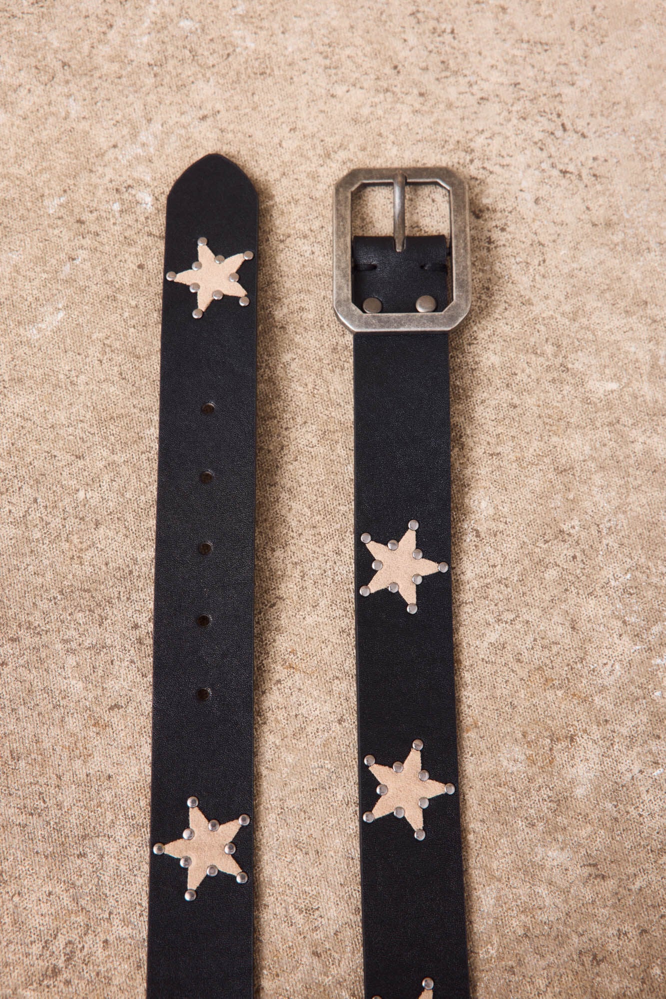 Slowlove Leather star belt Black