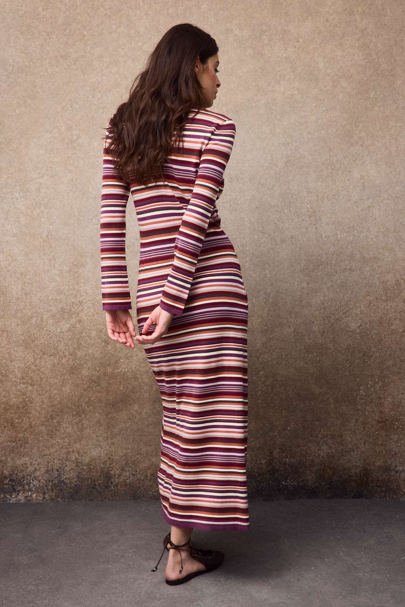 Slowlove Vestido punto rayas Multicolor