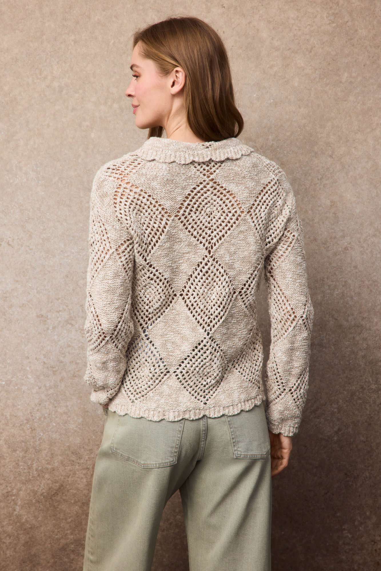 Slowlove Crochet knit jumper Beige