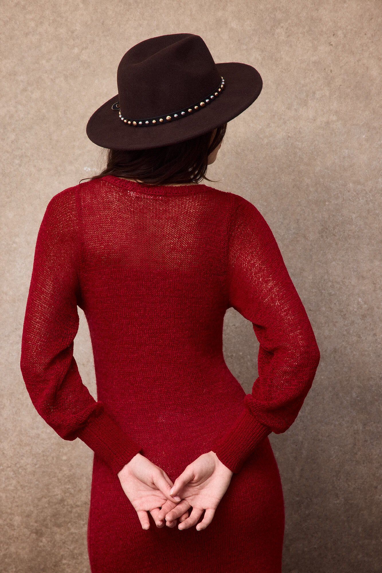 Slowlove Vestido largo punto Rojo