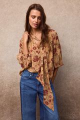 Slowlove Blusa estampada fluida Amarelo