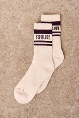 Slowlove Calcetines rayas logo Estampado blanco