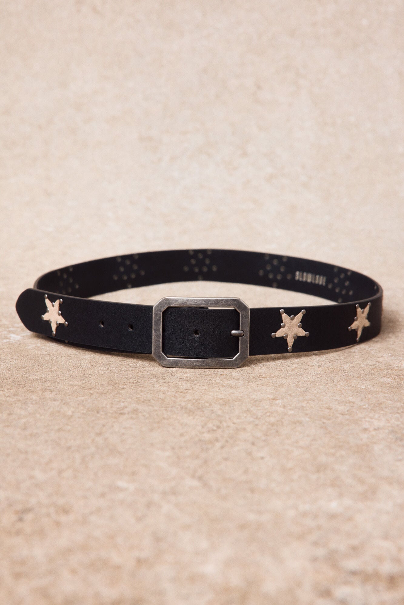 Slowlove Leather star belt Black