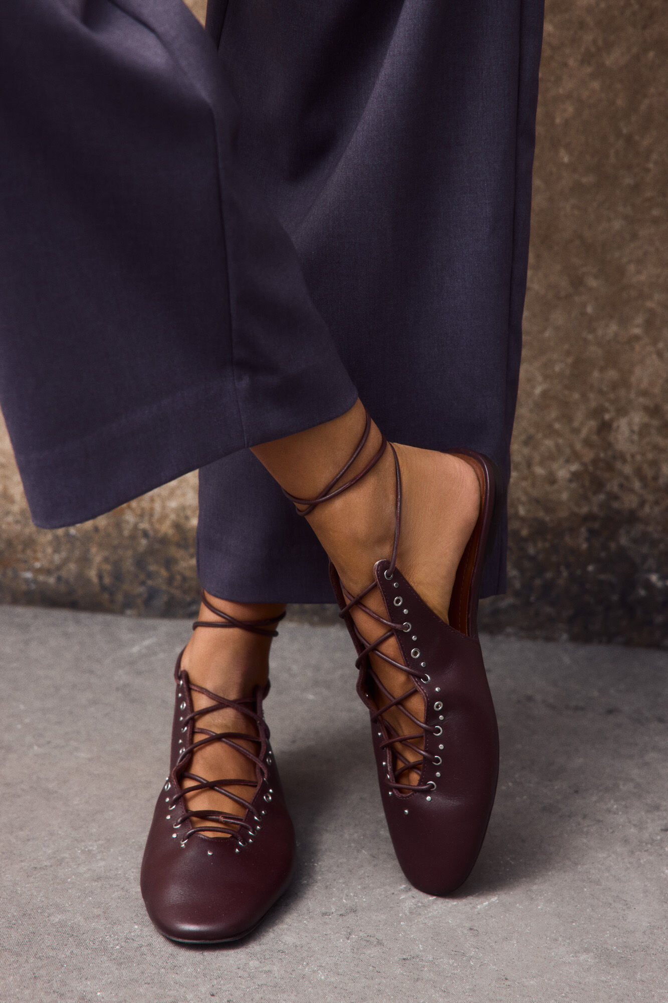 Slowlove Bailarina piel cordones