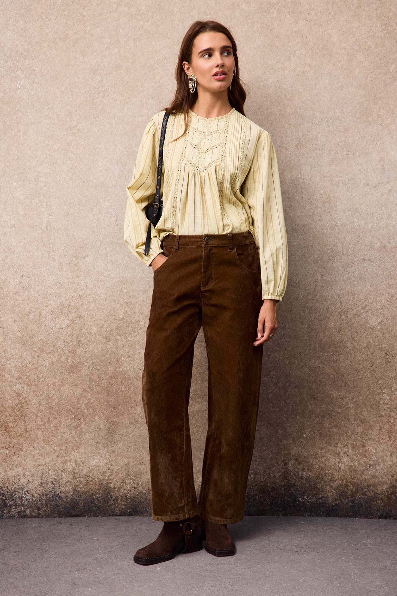 Slowlove Jeans barrel de veludo