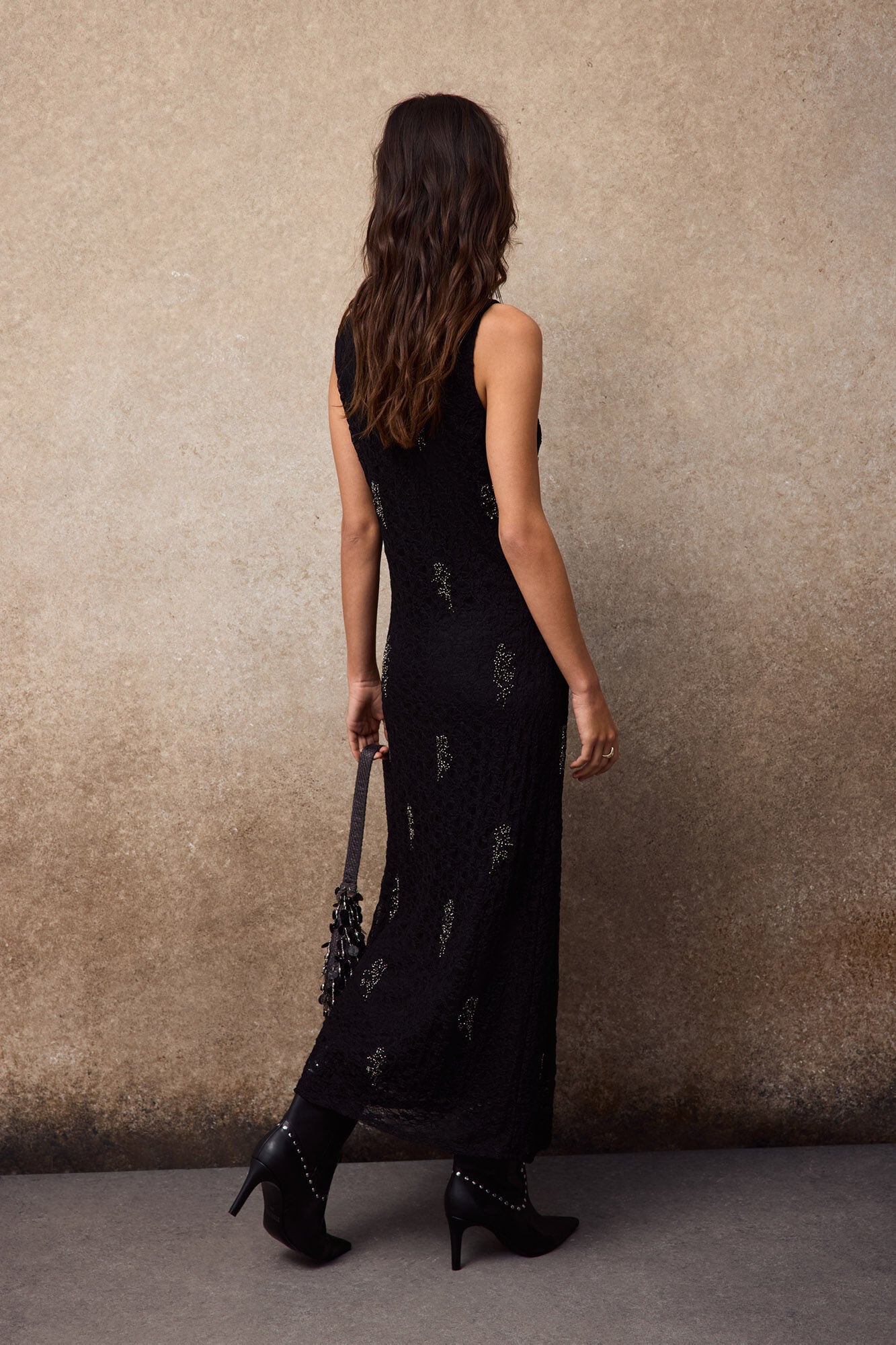 Slowlove Lace bead dress Black