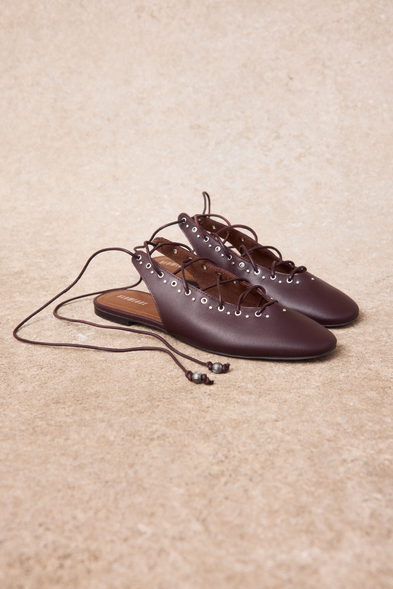 Slowlove Leather lace-up ballet flats Maroon