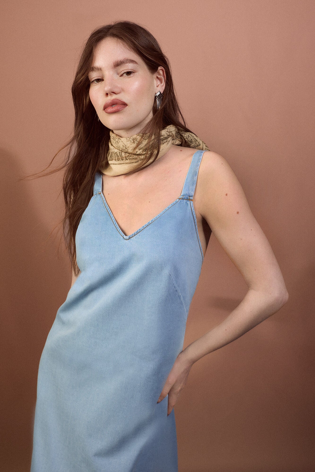 Slowlove Vestido tirantes Tencel Azul