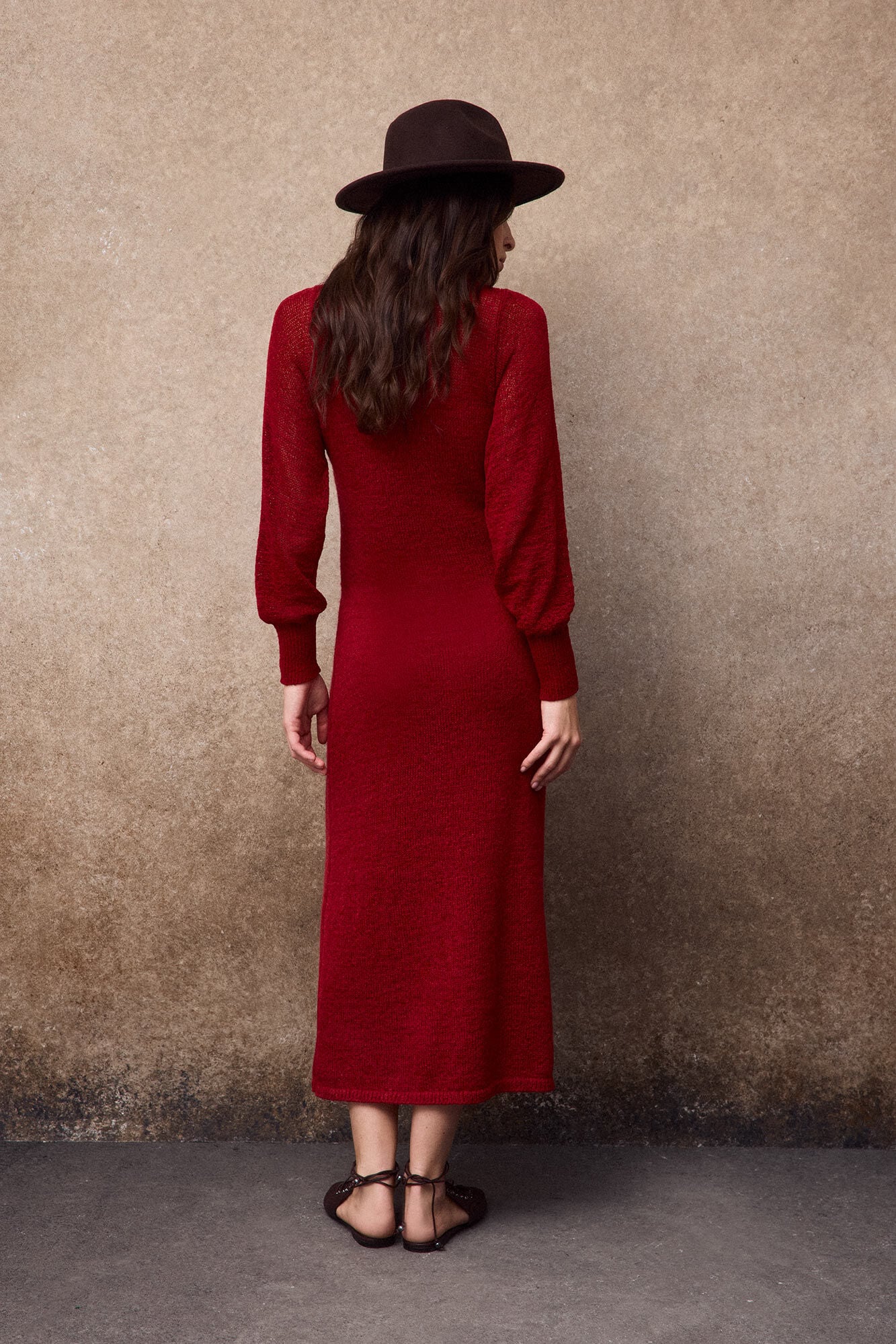 Slowlove Vestido largo punto Rojo