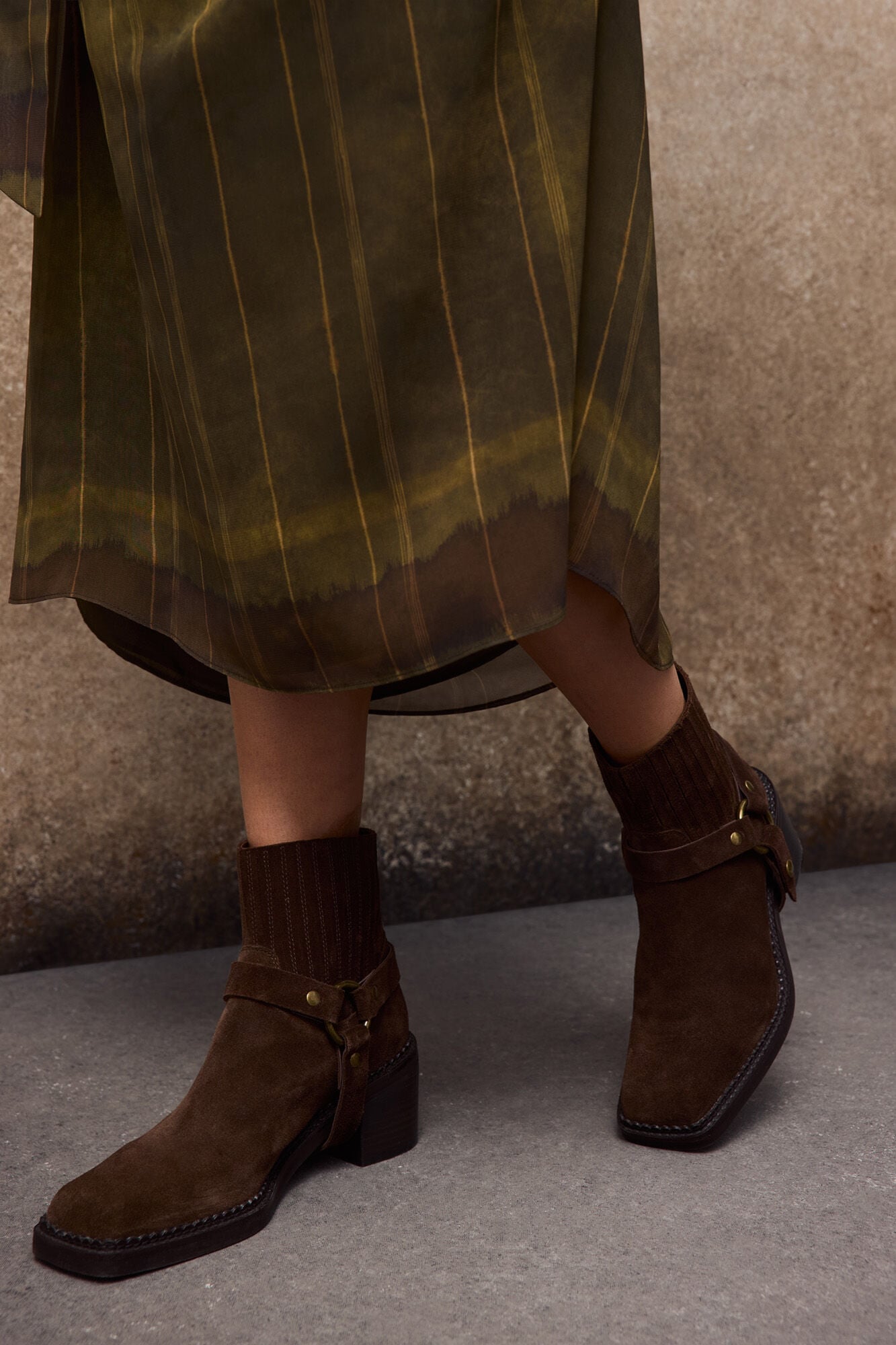 Slowlove Split leather stirrup ankle boot