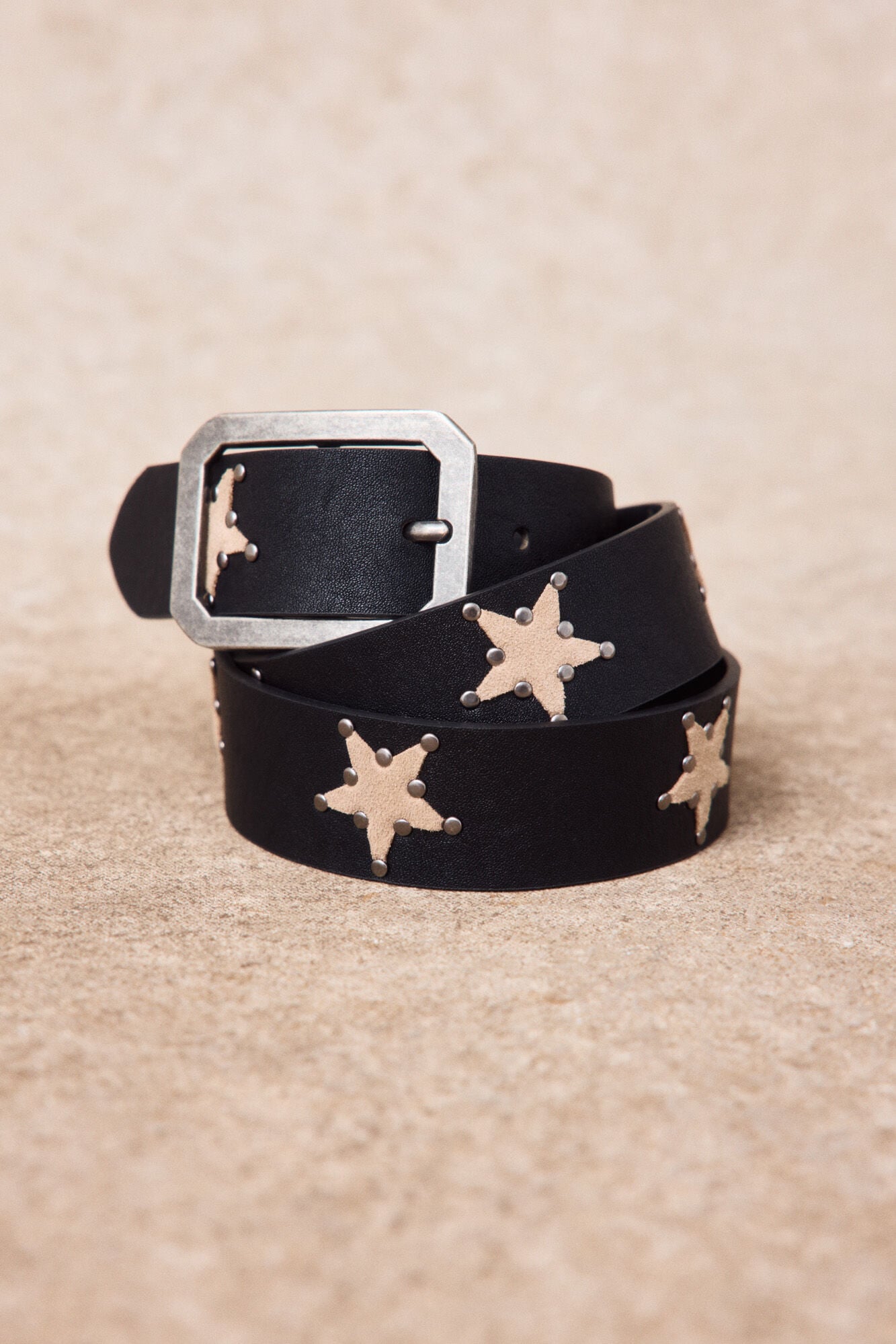 Slowlove Leather star belt Black