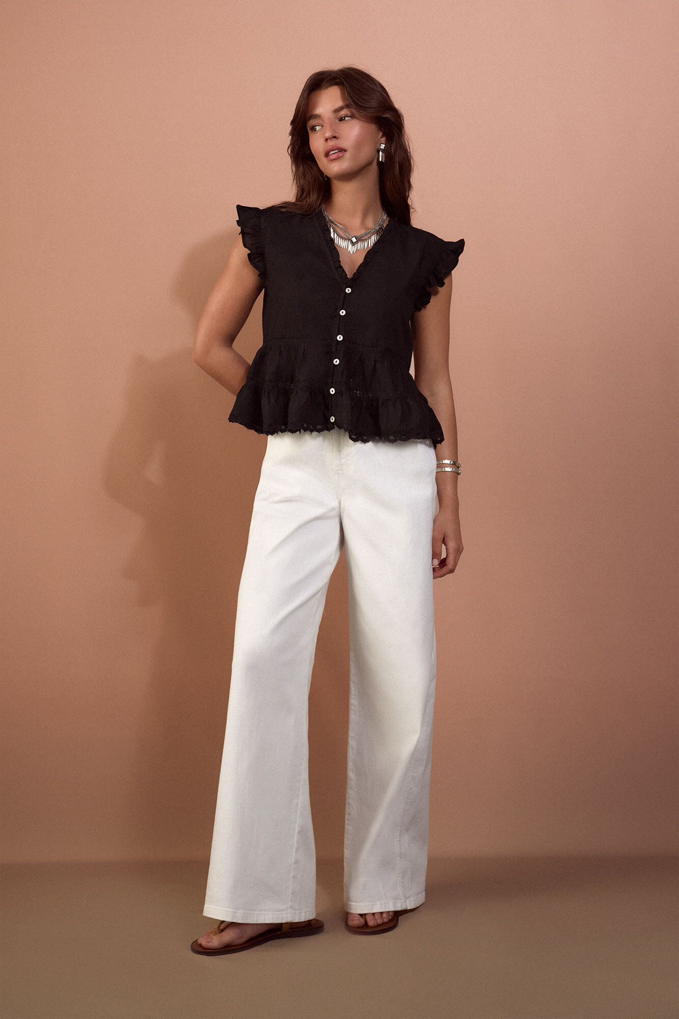 Slowlove Blusa fluida rom&acirc;ntica Preto
