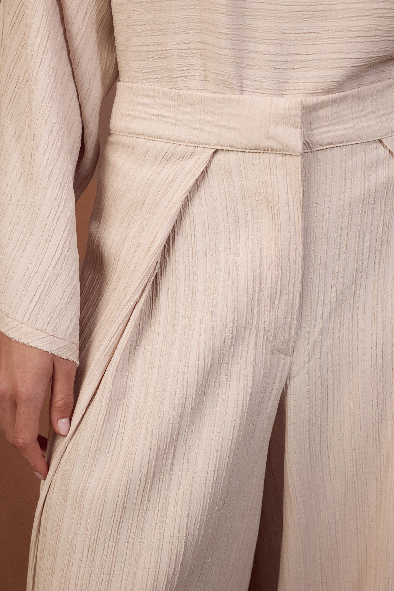 Slowlove Wide openwork knit trousers Ivory