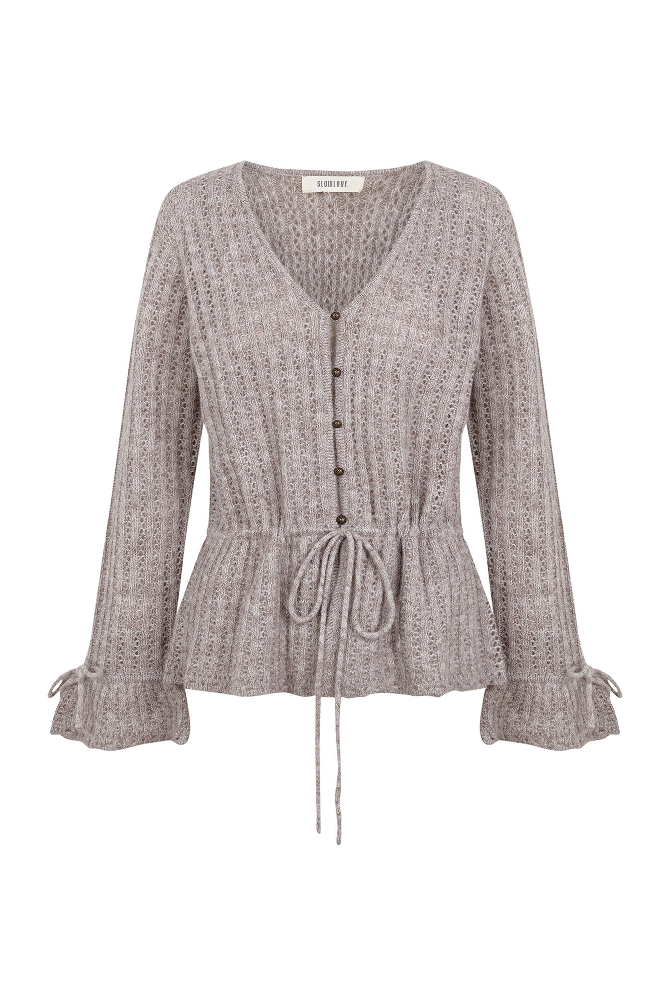 Slowlove Openwork jacket with ties Nude