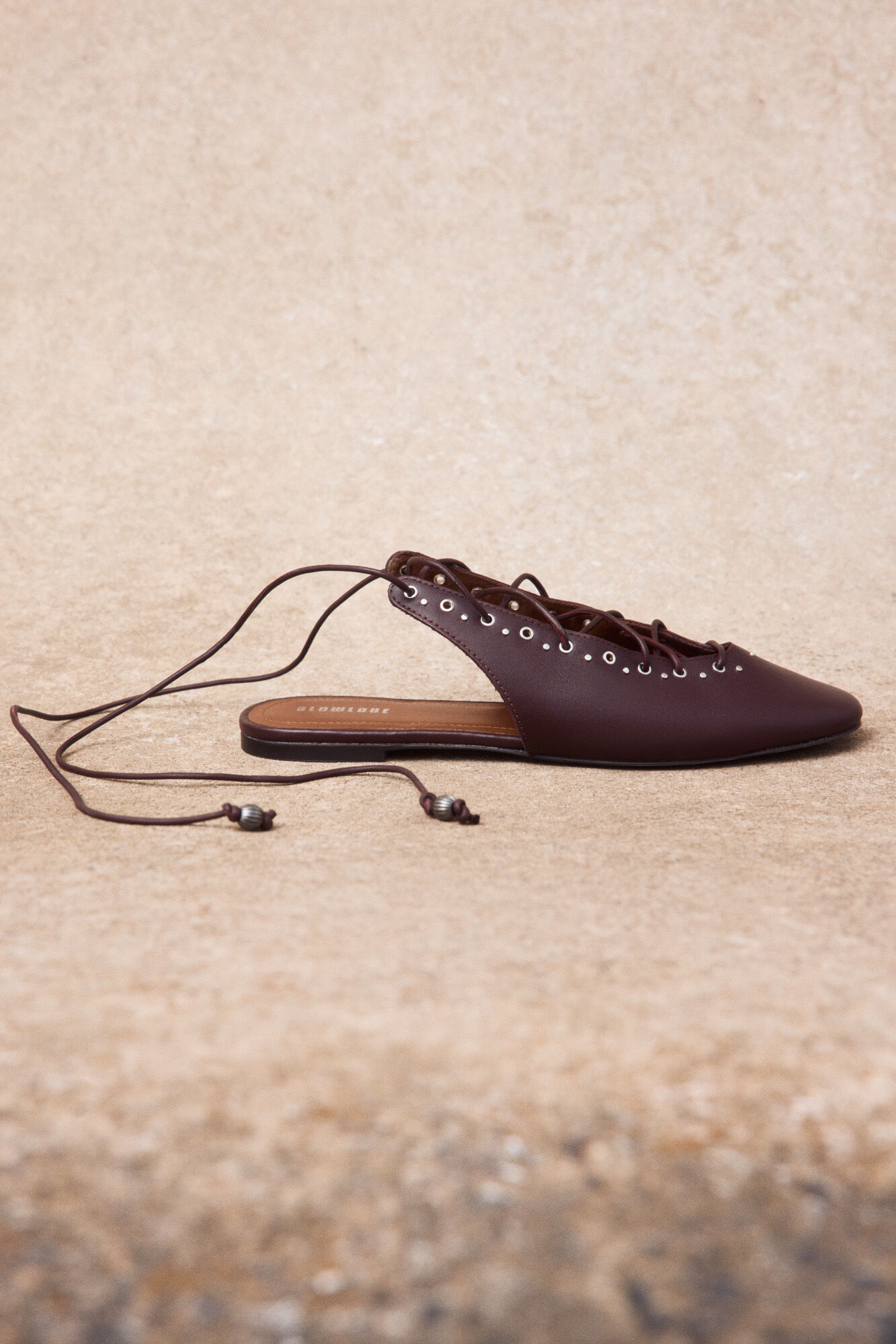 Slowlove Leather lace-up ballet flats Maroon