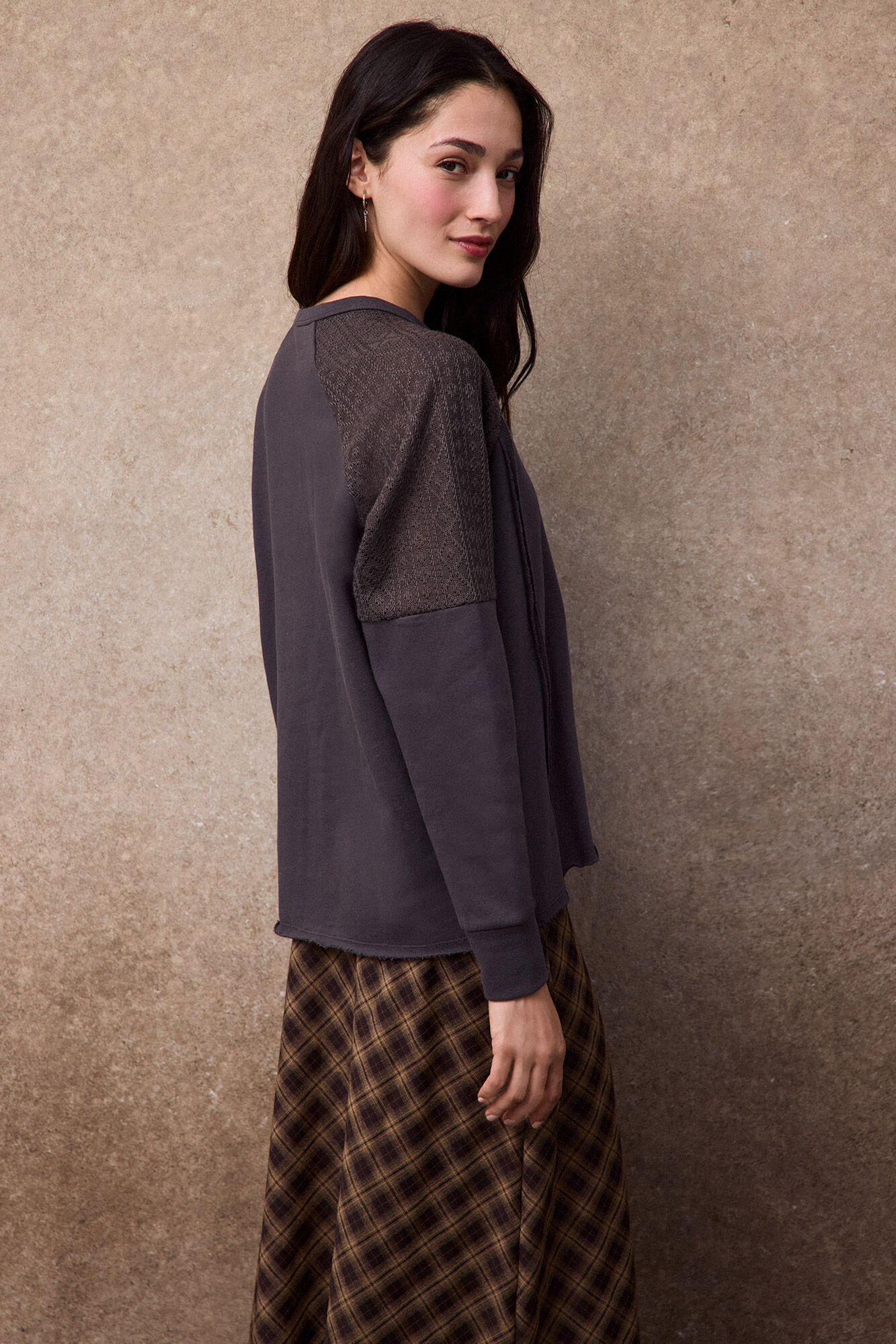 Slowlove Sudadera crochet Gris oscuro