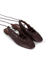 Slowlove Bailarina piel cordones Granate