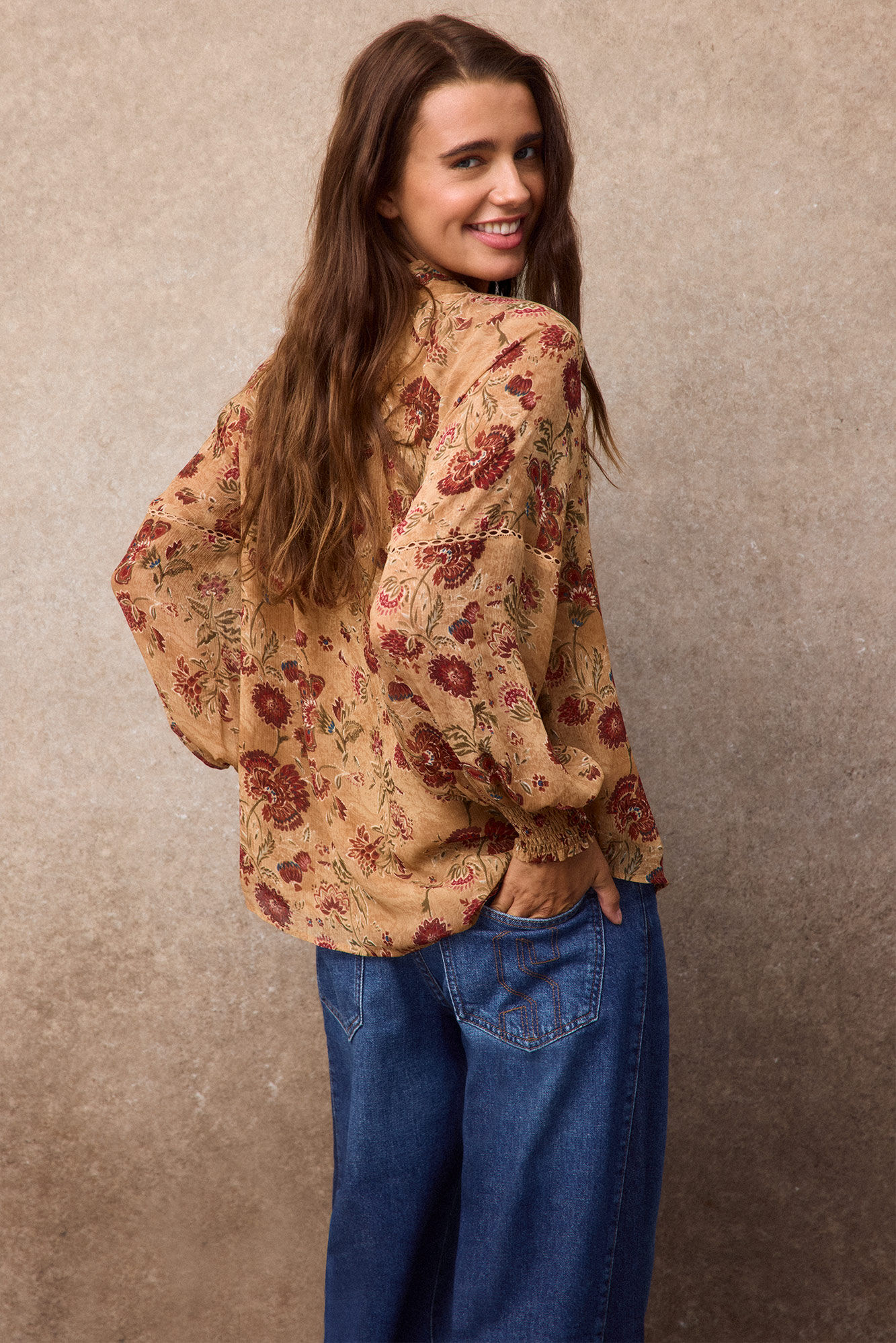 Slowlove Blusa estampada fluida Amarelo