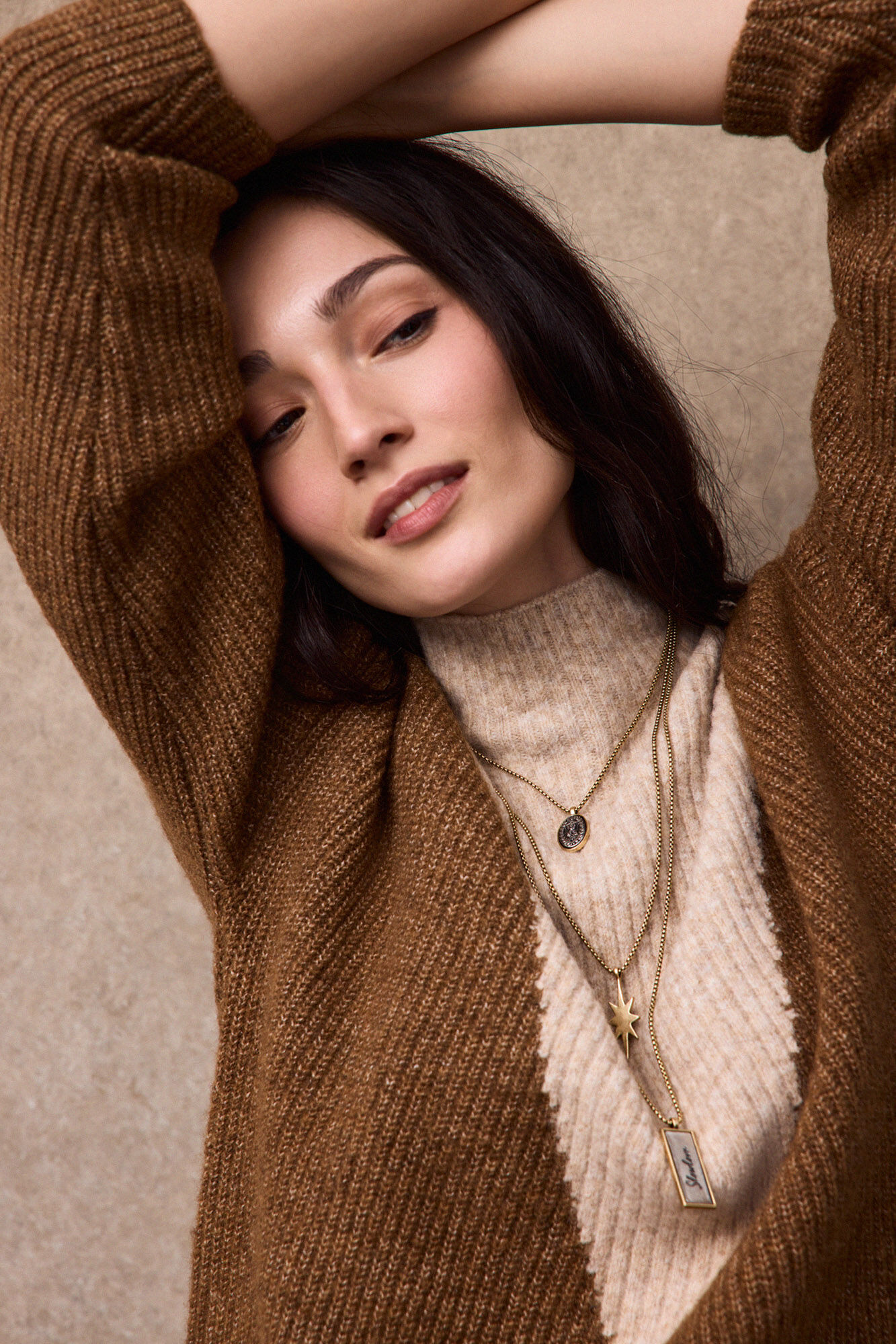 Slowlove Camisola blocos intarsia Castanho