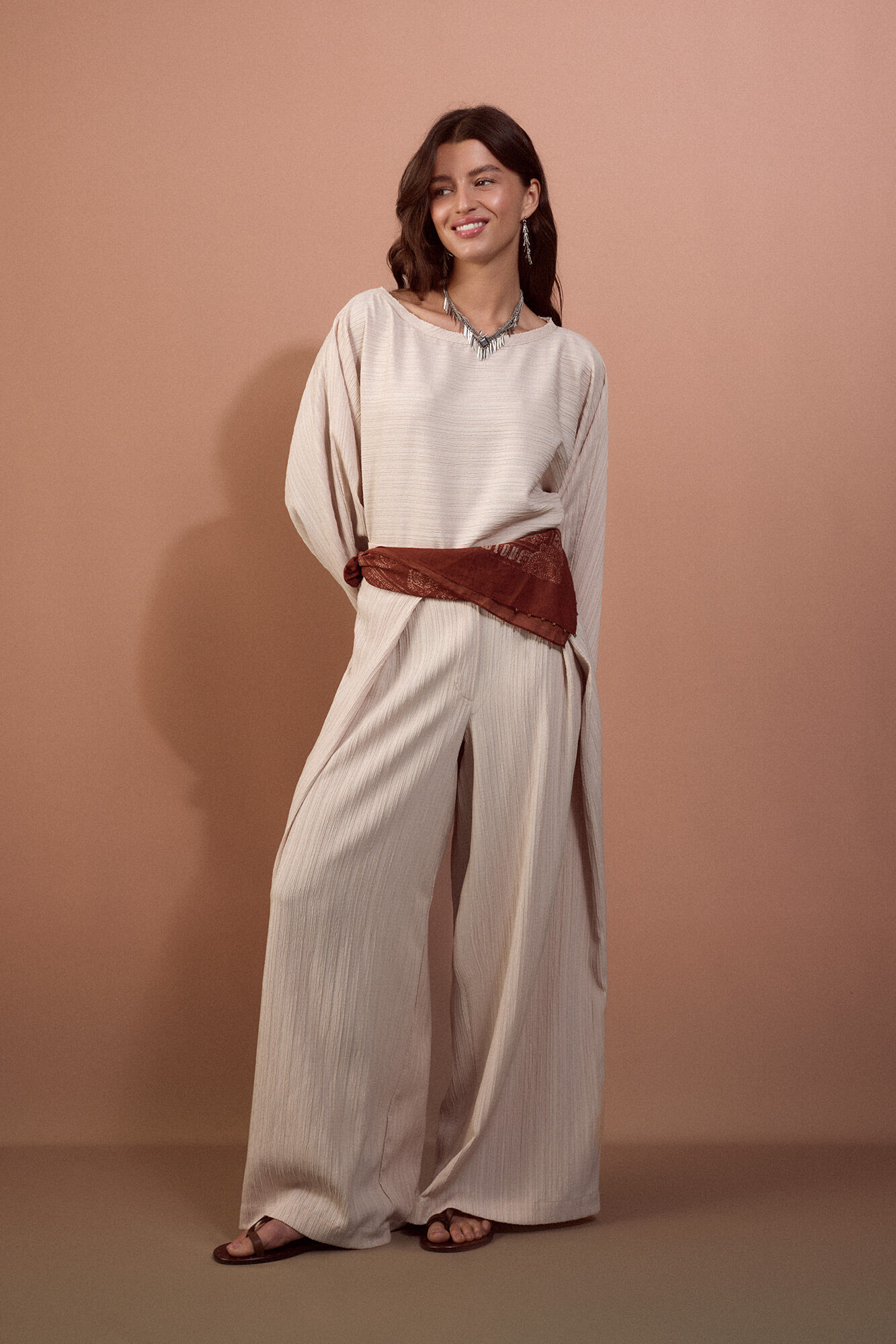 Slowlove Pantal&oacute;n de punto calado ancho