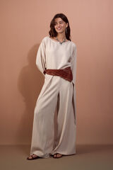 Slowlove Wide openwork knit trousers Ivory