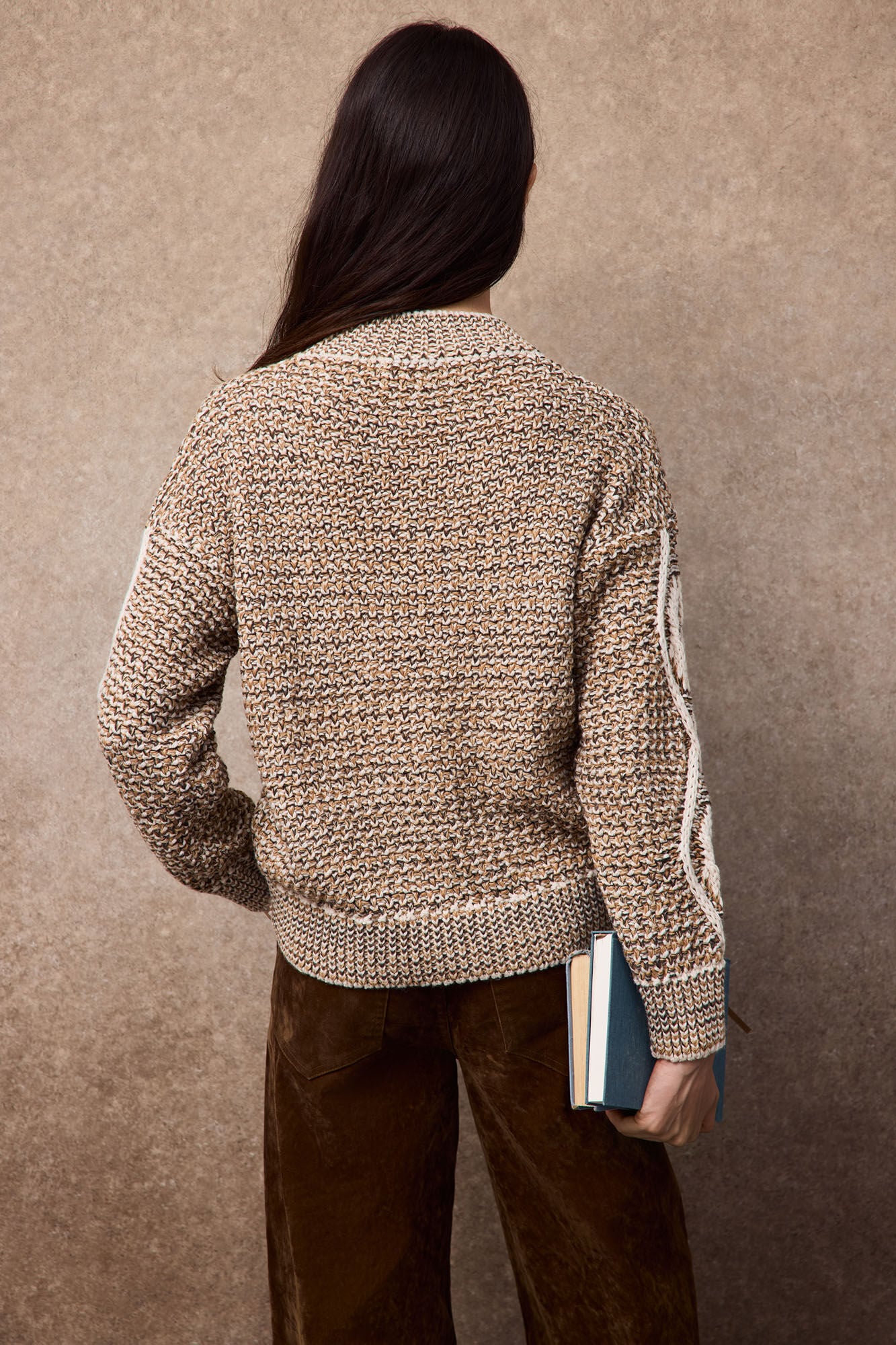 Slowlove Contrast Aran jumper Nude
