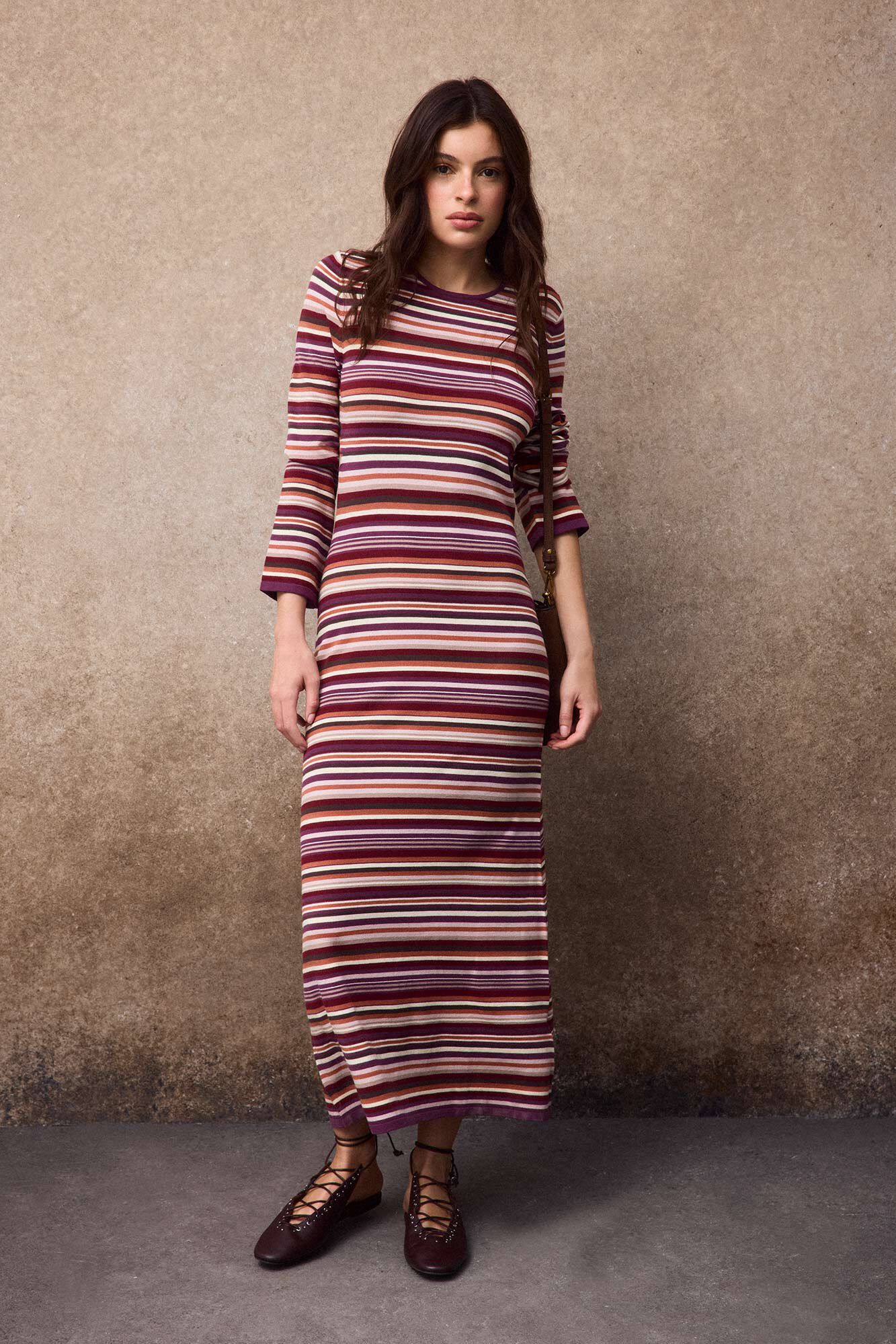 Slowlove Vestido punto rayas Multicolor