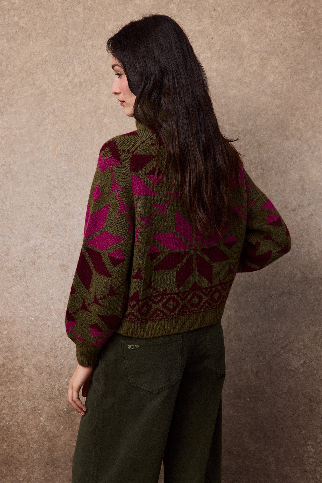 Slowlove Jersey jacquard geom&eacute;trico Verde
