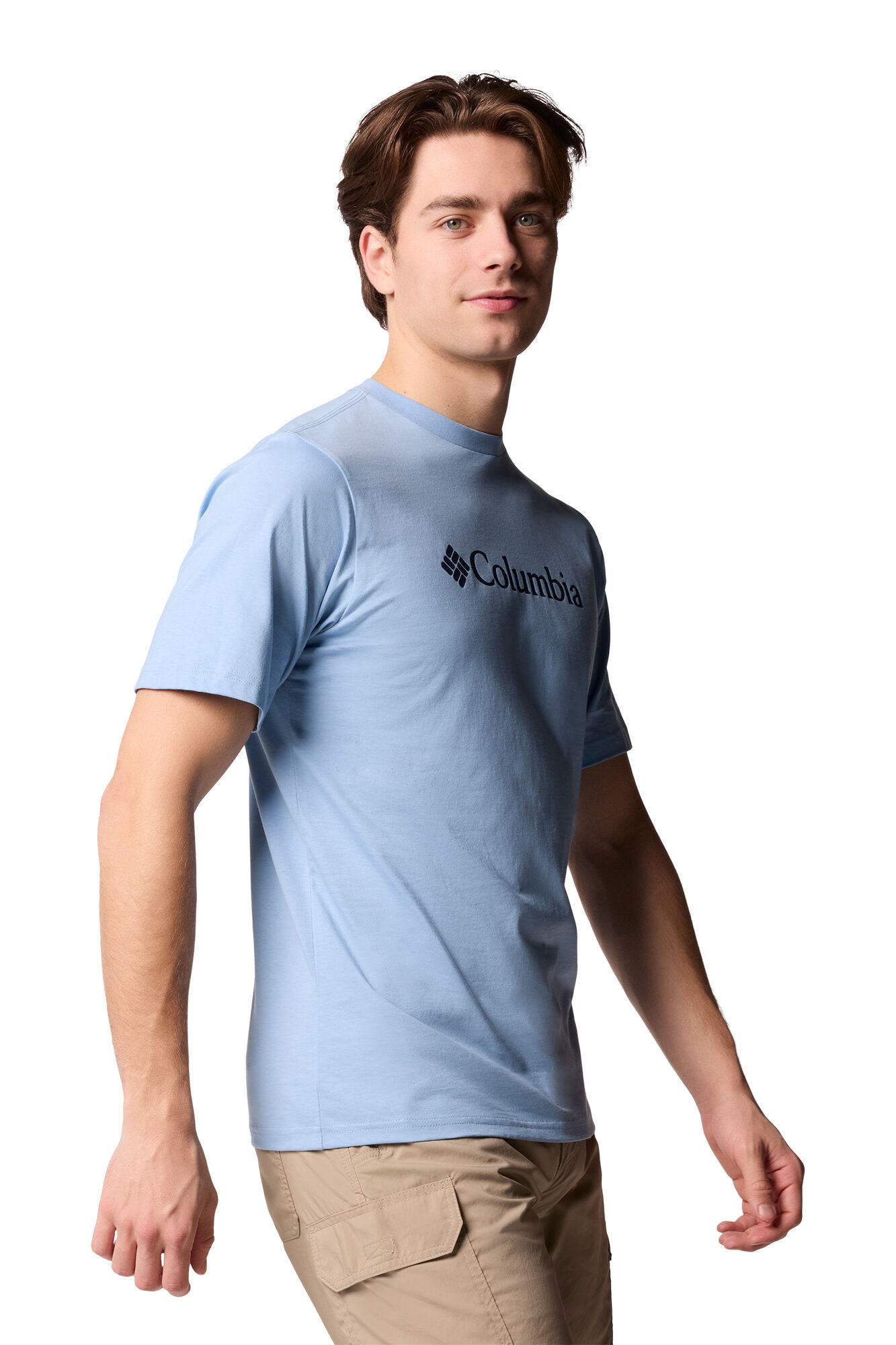 Columbia Camiseta de manga corta de algod&oacute;n org&aacute;nico Basic Logo&trade; de Columbia para hombre azul