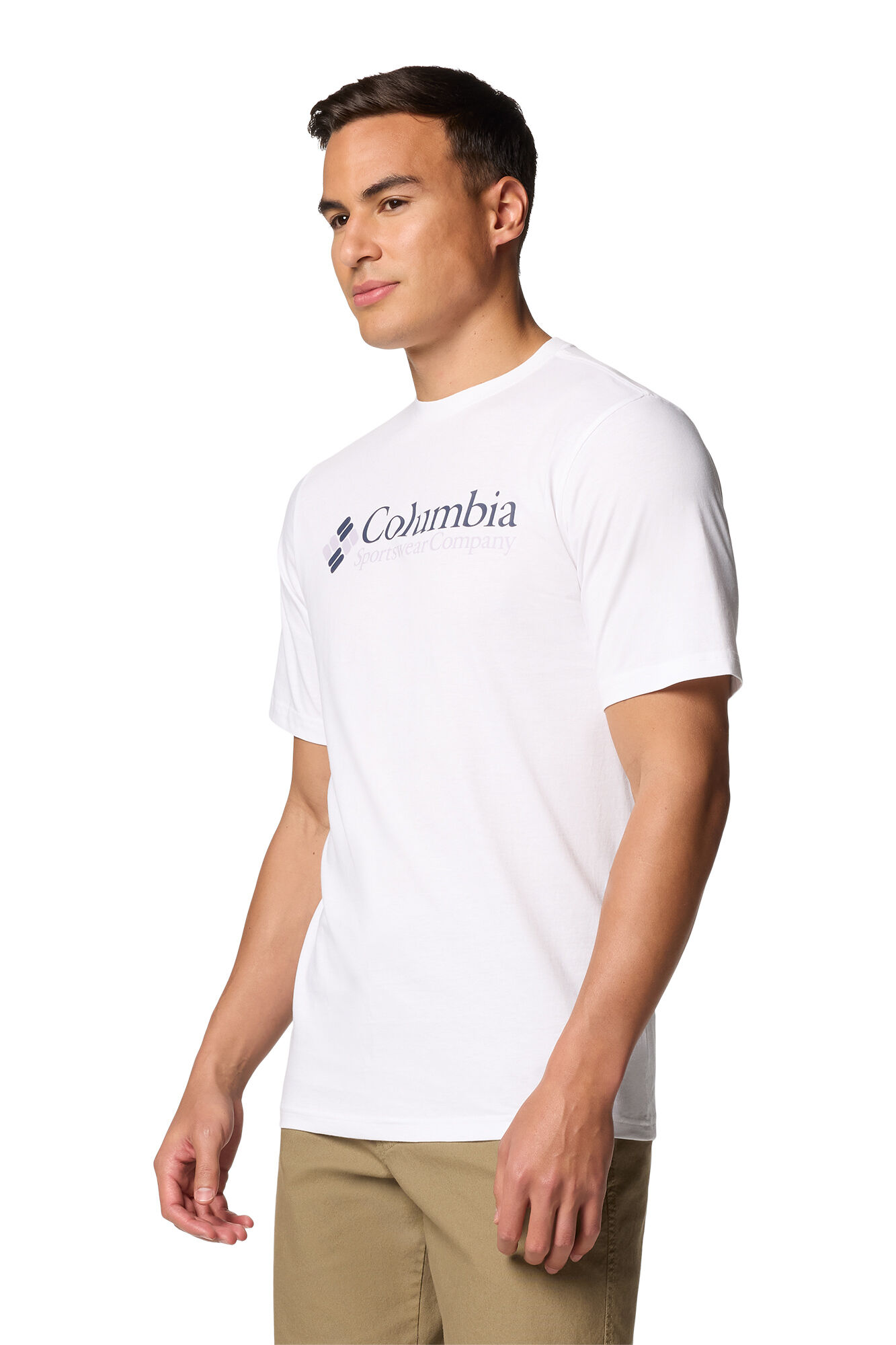 Columbia Camiseta de manga corta de algod&oacute;n org&aacute;nico Basic Logo&trade; de Columbia para hombre blanco