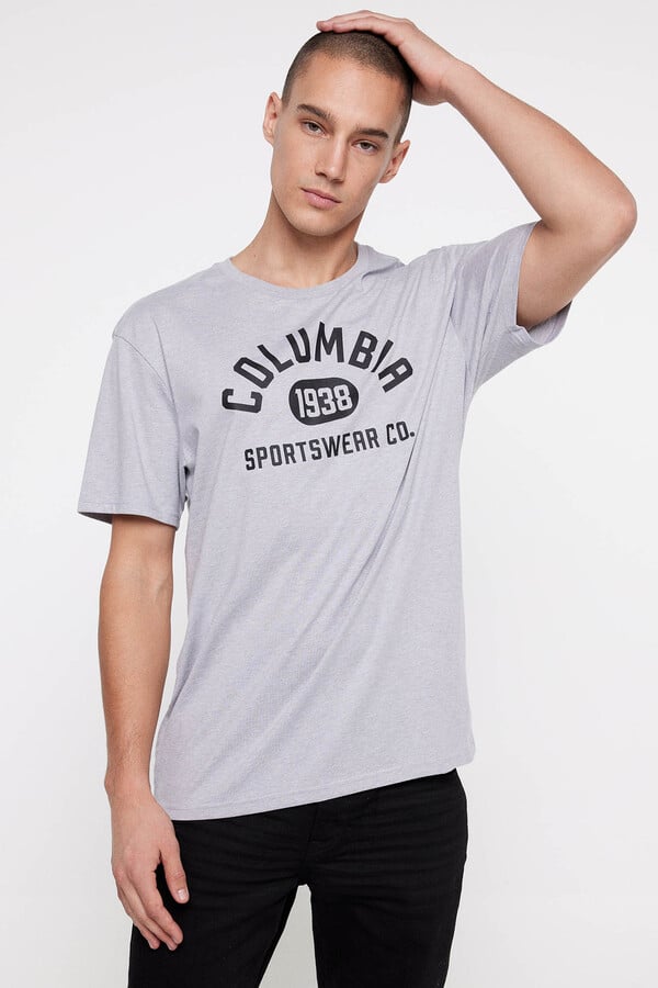 Springfield T-shirt de manga curta com logótipo da Columbia cinza