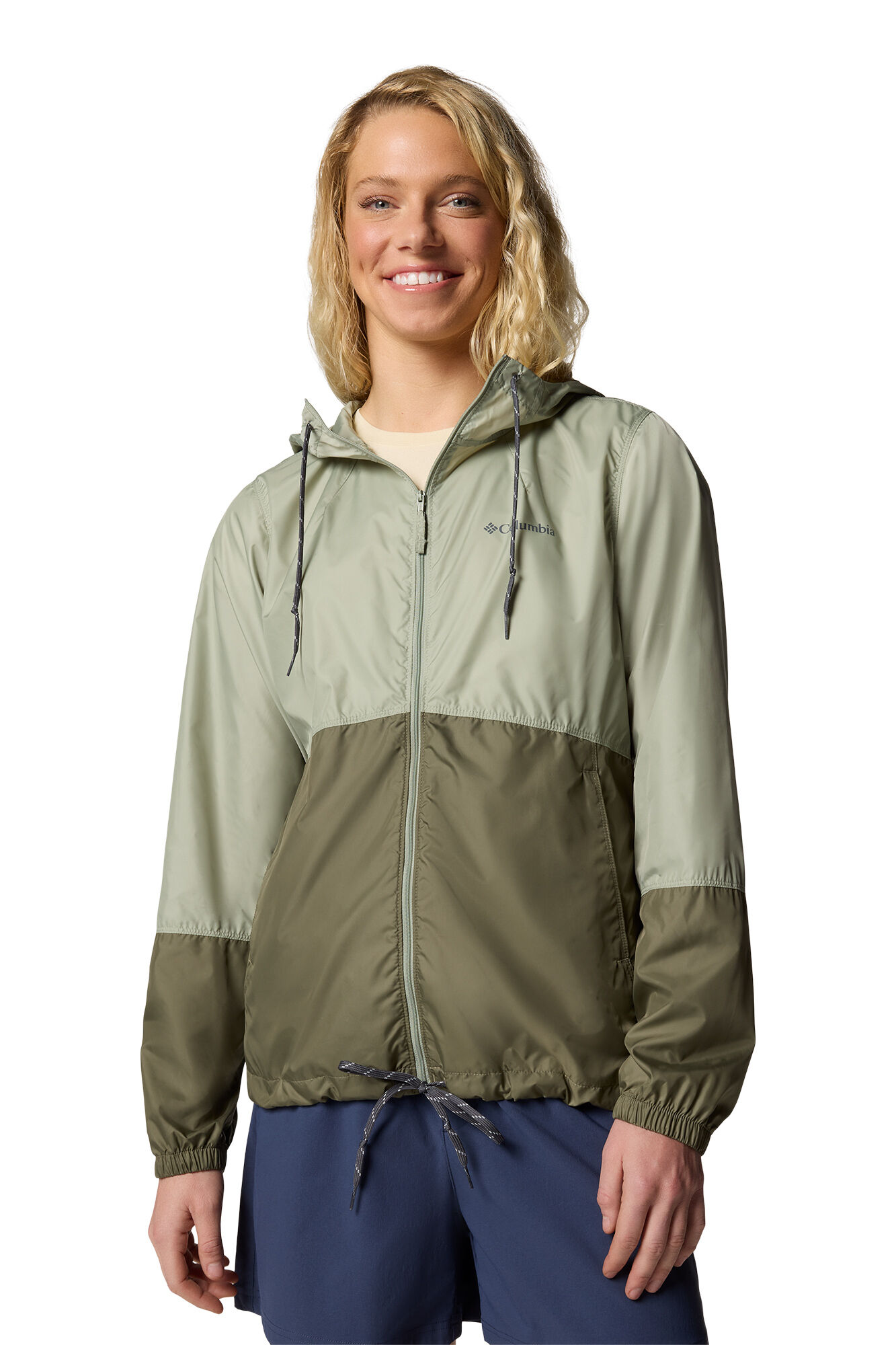 Columbia Cortavientos con capucha kaki