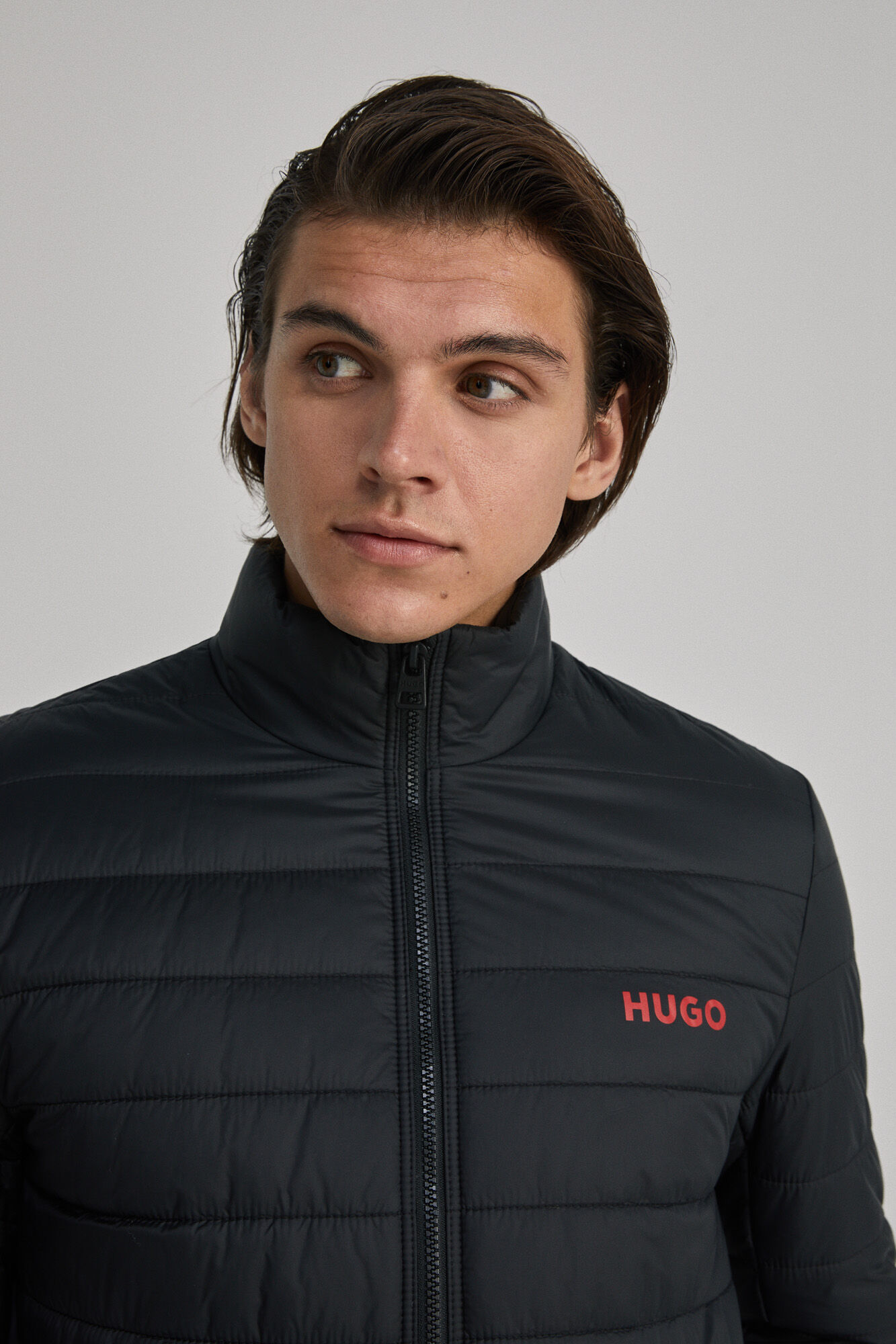 HUGO Plumas ligero pu&ntilde;os el&aacute;sticos negro