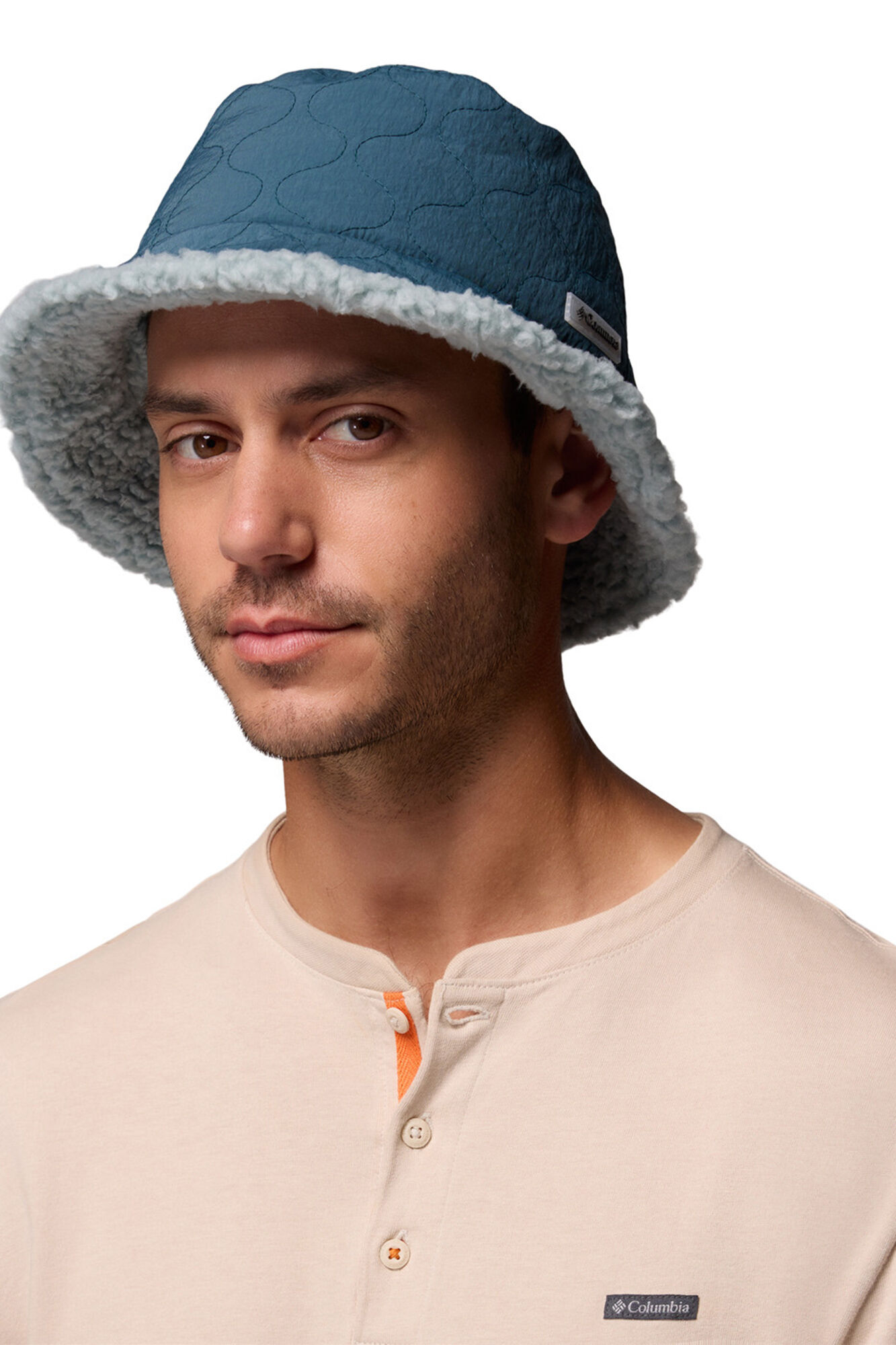 Columbia Sombrero de pescador acolchado y reversible de forro polar sherpa Winter Pass&trade; II unisex azul