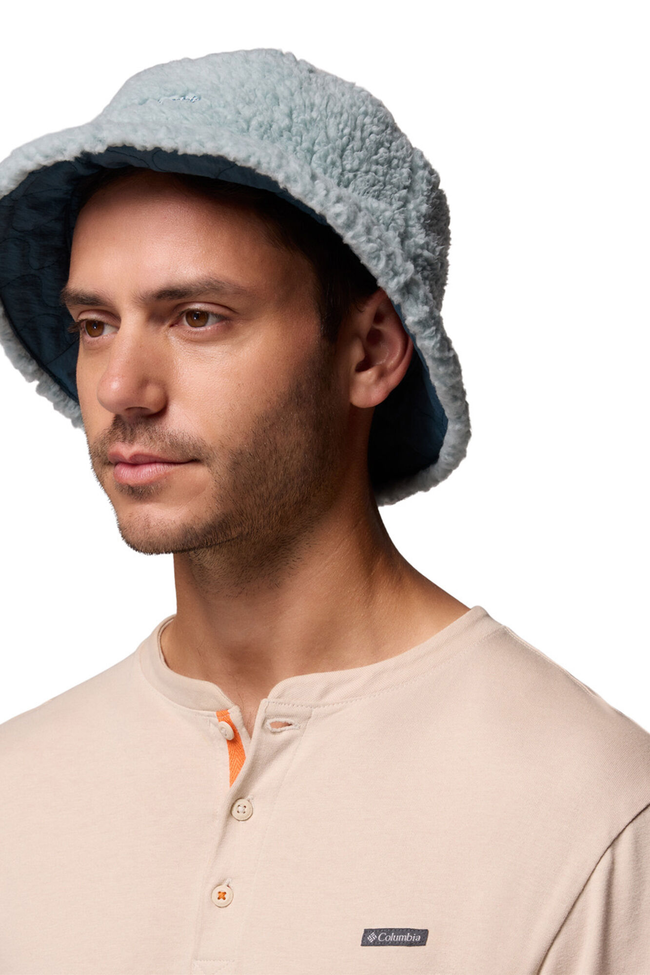 Columbia Sombrero de pescador acolchado y reversible de forro polar sherpa Winter Pass&trade; II unisex azul