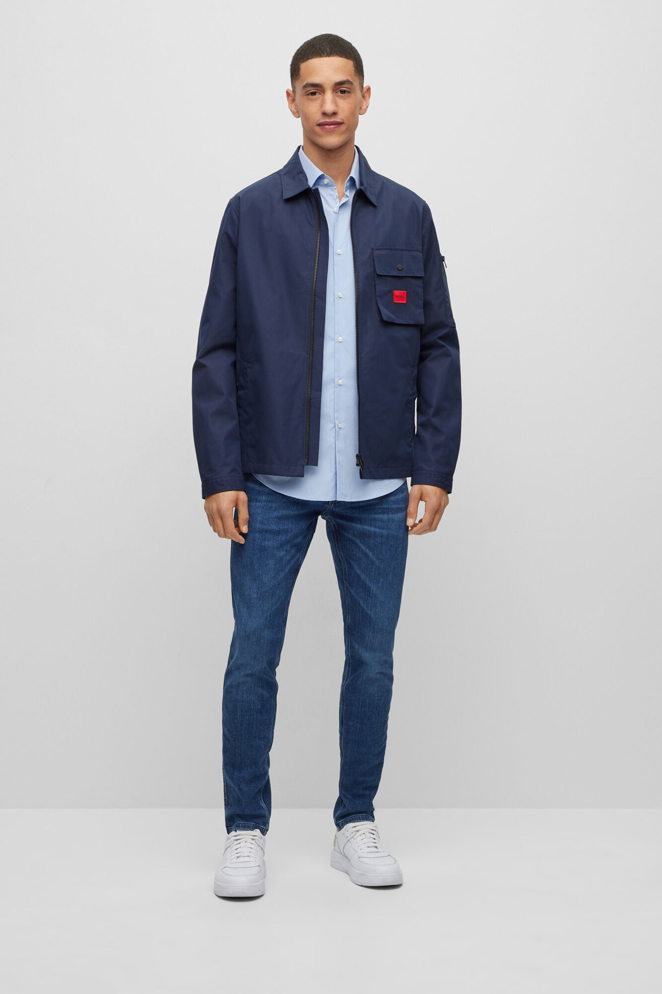 HUGO Canvas overshirt blue