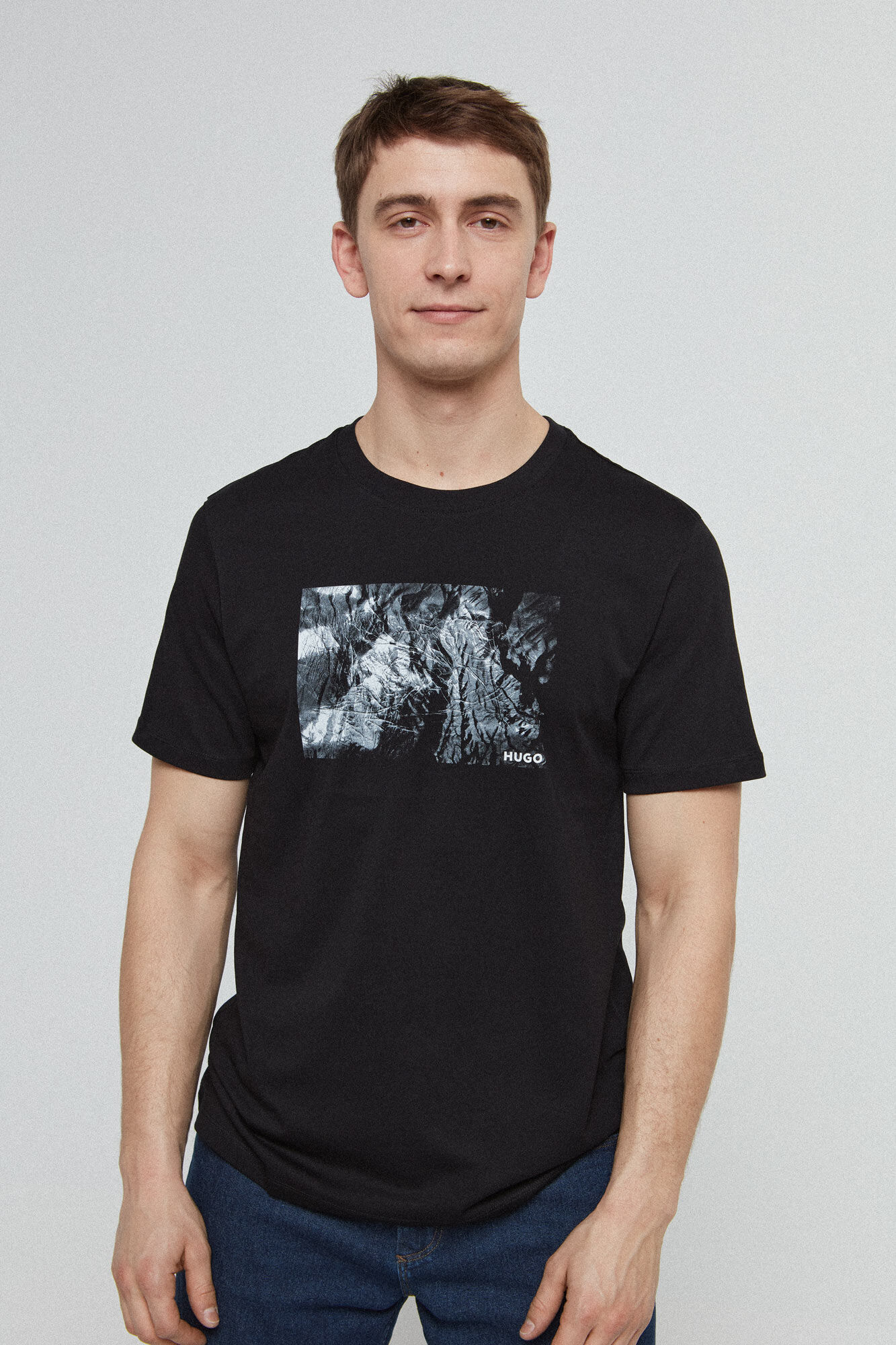 HUGO camiseta cuello redondo negro