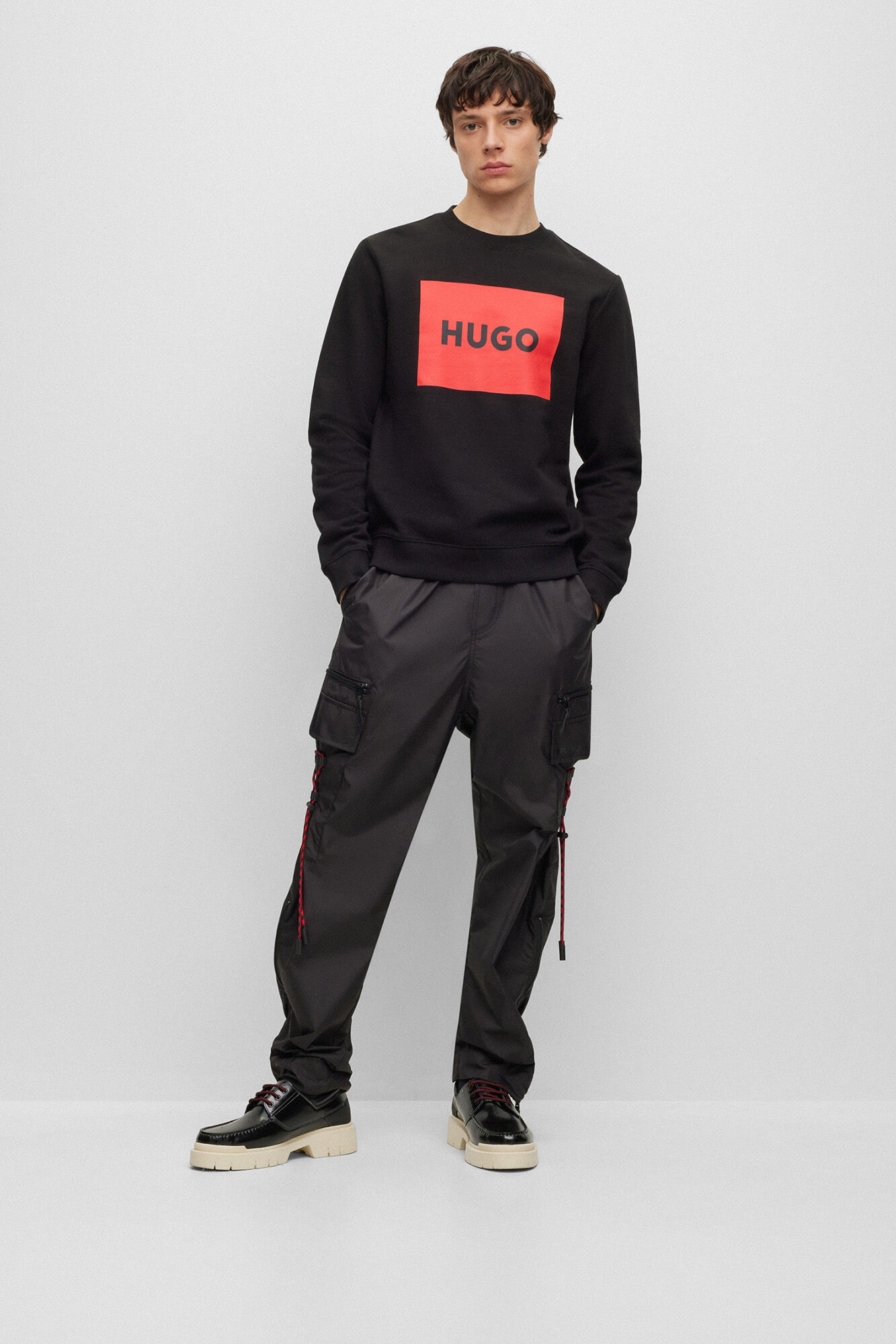 HUGO Cotton-terry sweatshirt black