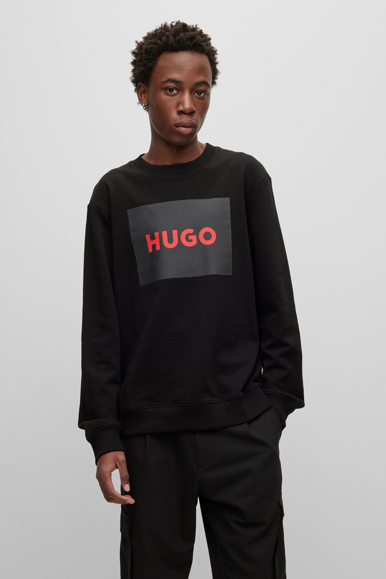 HUGO Jersey cuello redondo negro