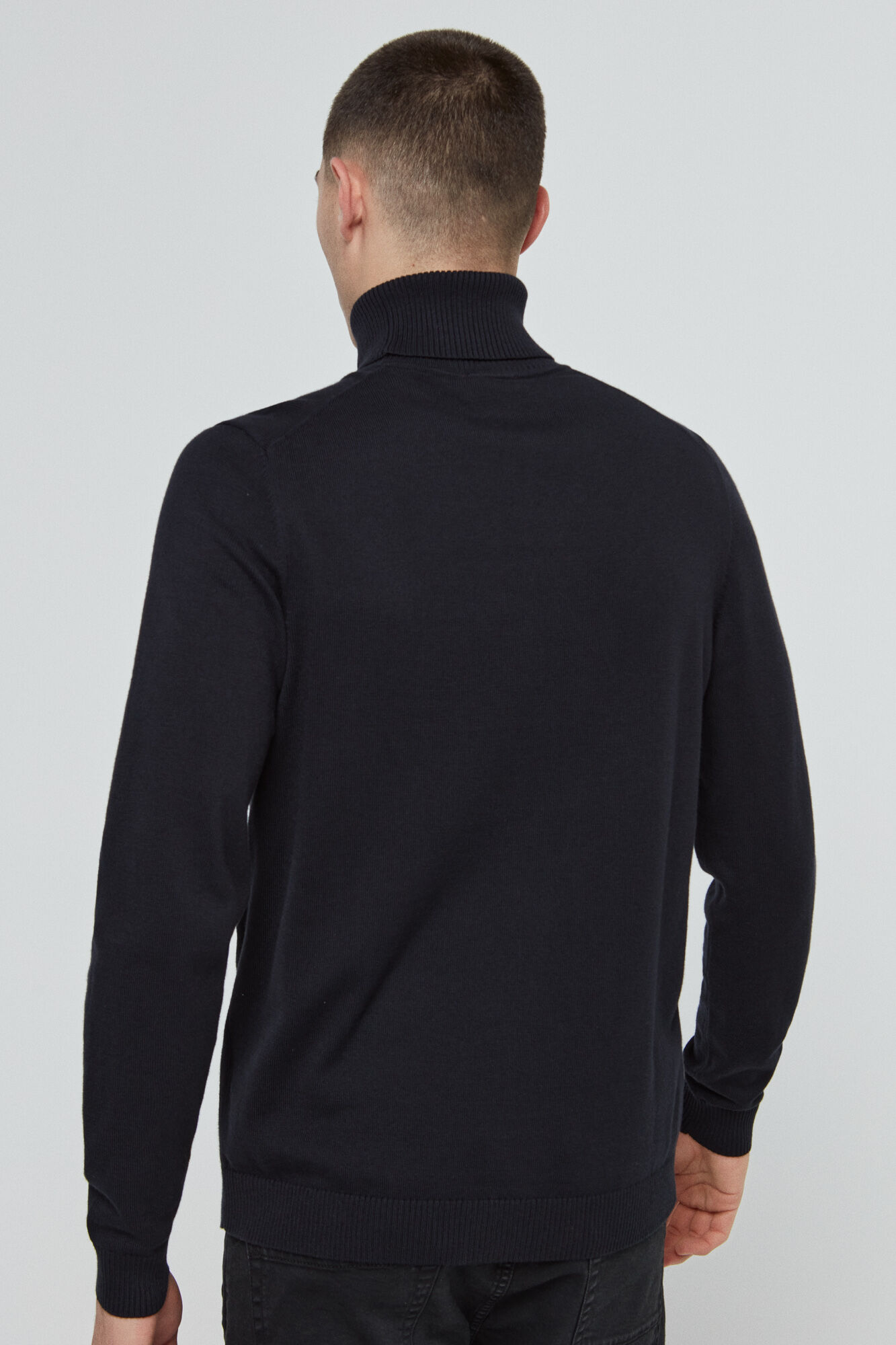 HUGO Long-sleeved roll neck knit jumper blue