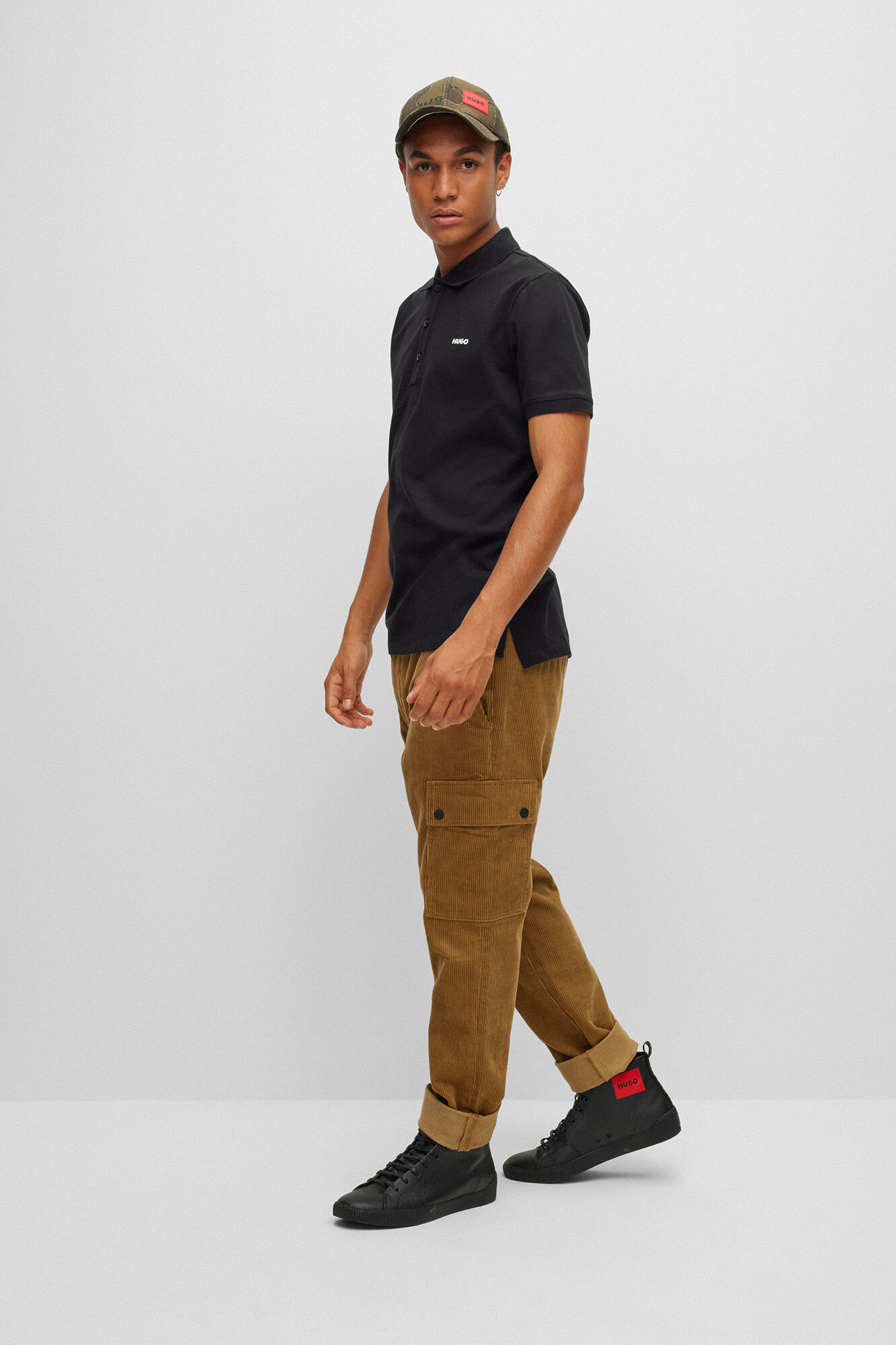 HUGO Polo de manga corta negro