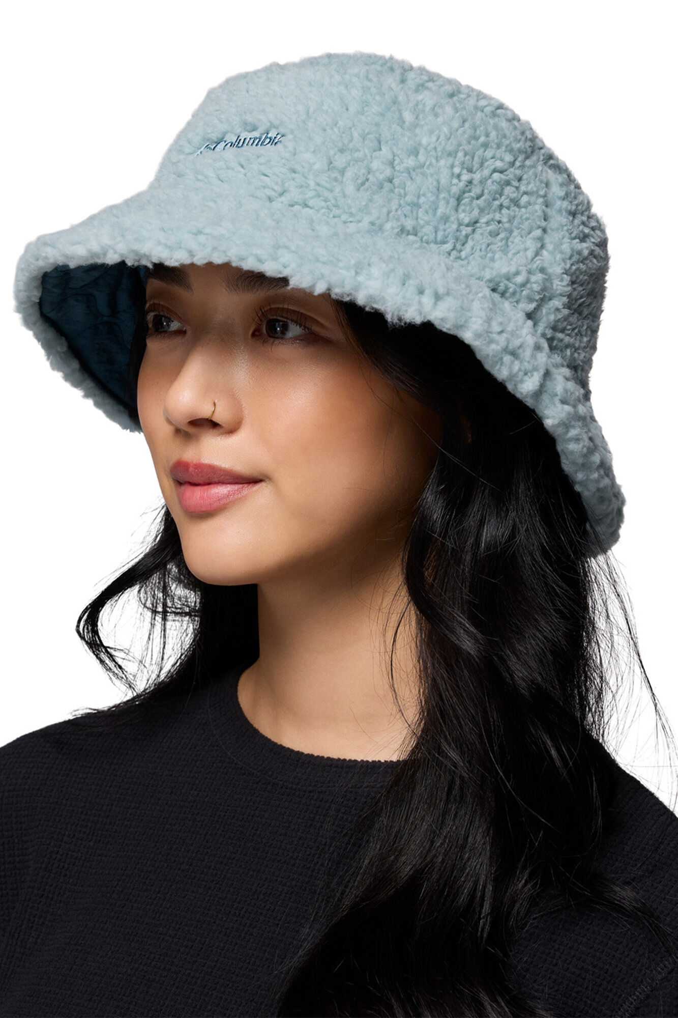 Columbia Sombrero de pescador acolchado y reversible de forro polar sherpa Winter Pass&trade; II unisex azul