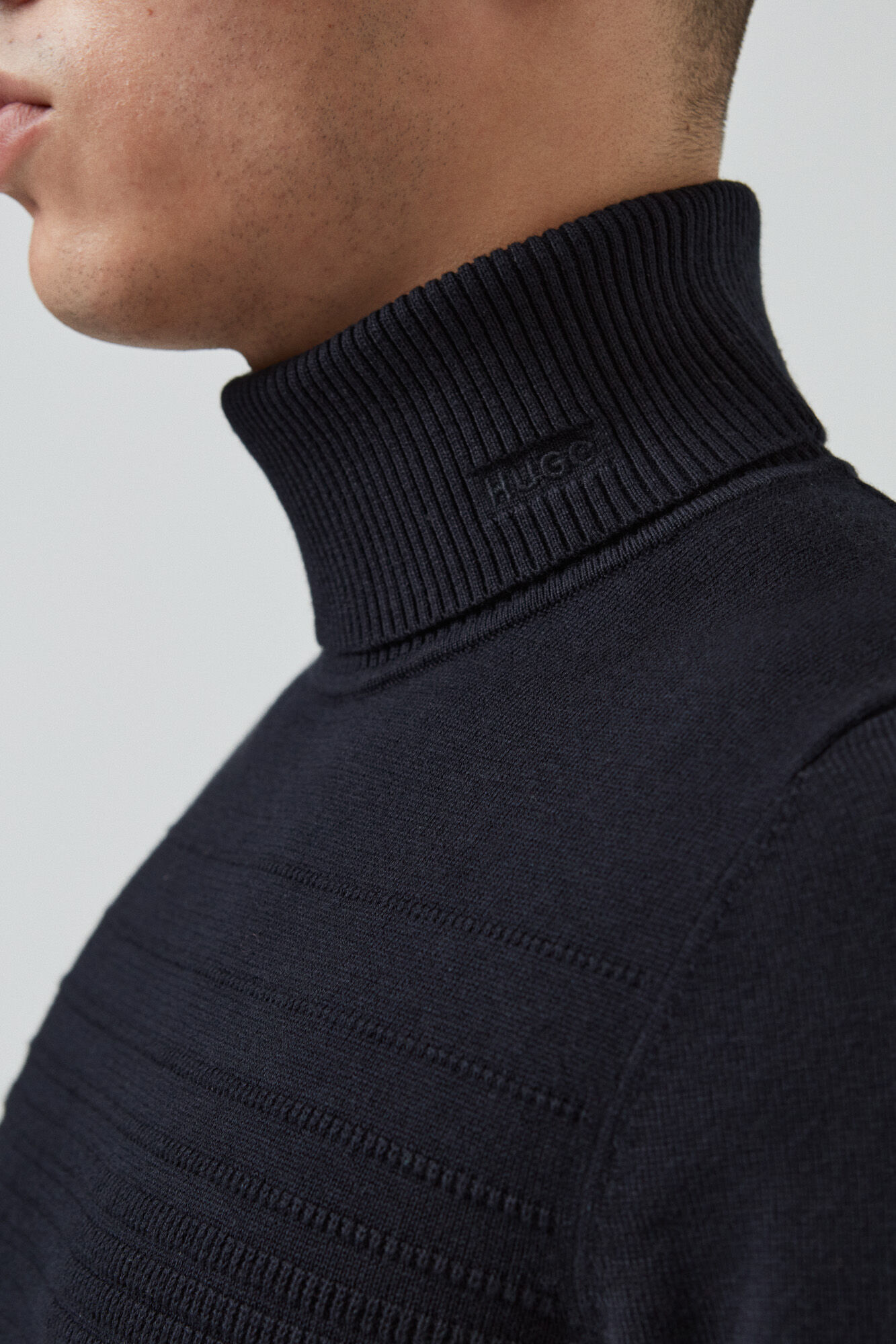 HUGO Long-sleeved roll neck knit jumper blue