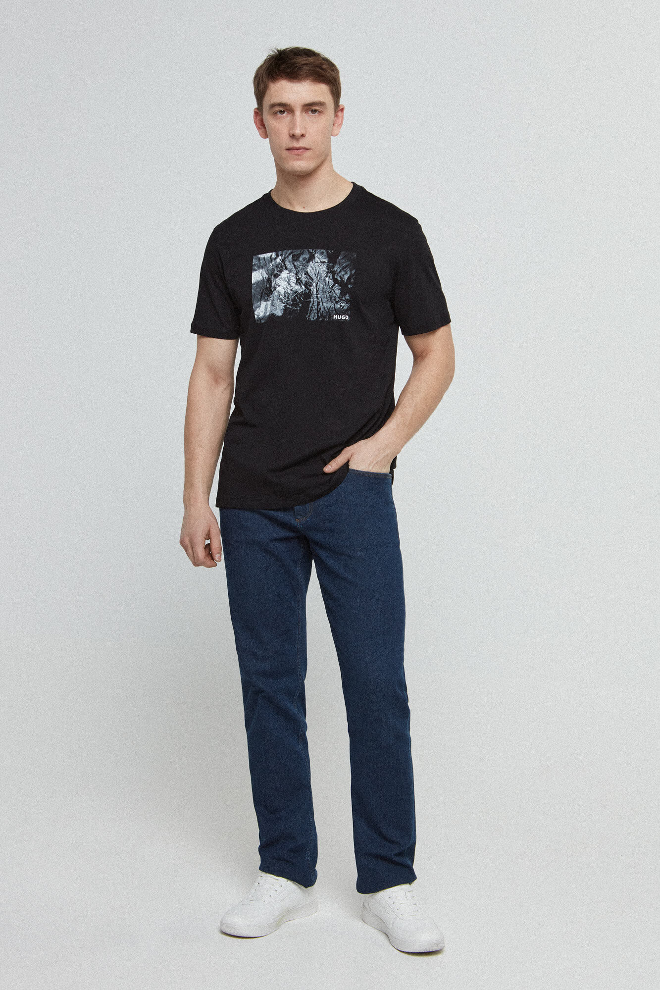 HUGO camiseta cuello redondo negro